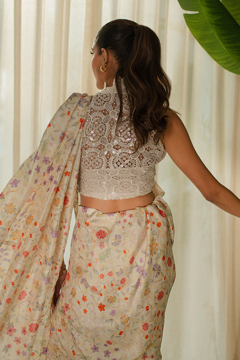 Mina Hasan | Signature Pret | Wrapped Goddess Stitched Saree - by Libasekhas - Registered Vendor of : Mina Hasan - 100% Original Designer Dress