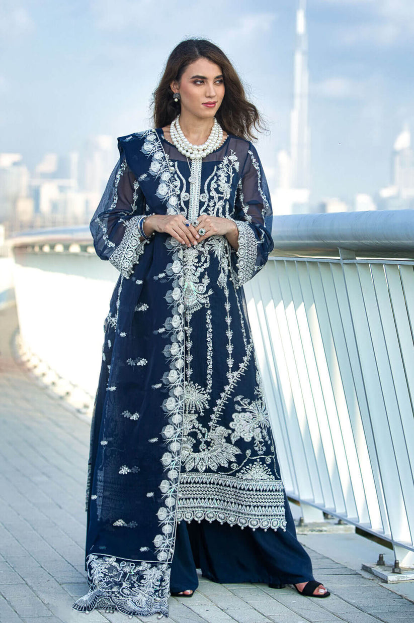 Kara | Kamdani Festive Collection | Lapis Dream - by - Libasekhas UK - Registered Vendor of : Kara - 100% Original Designer Dresss