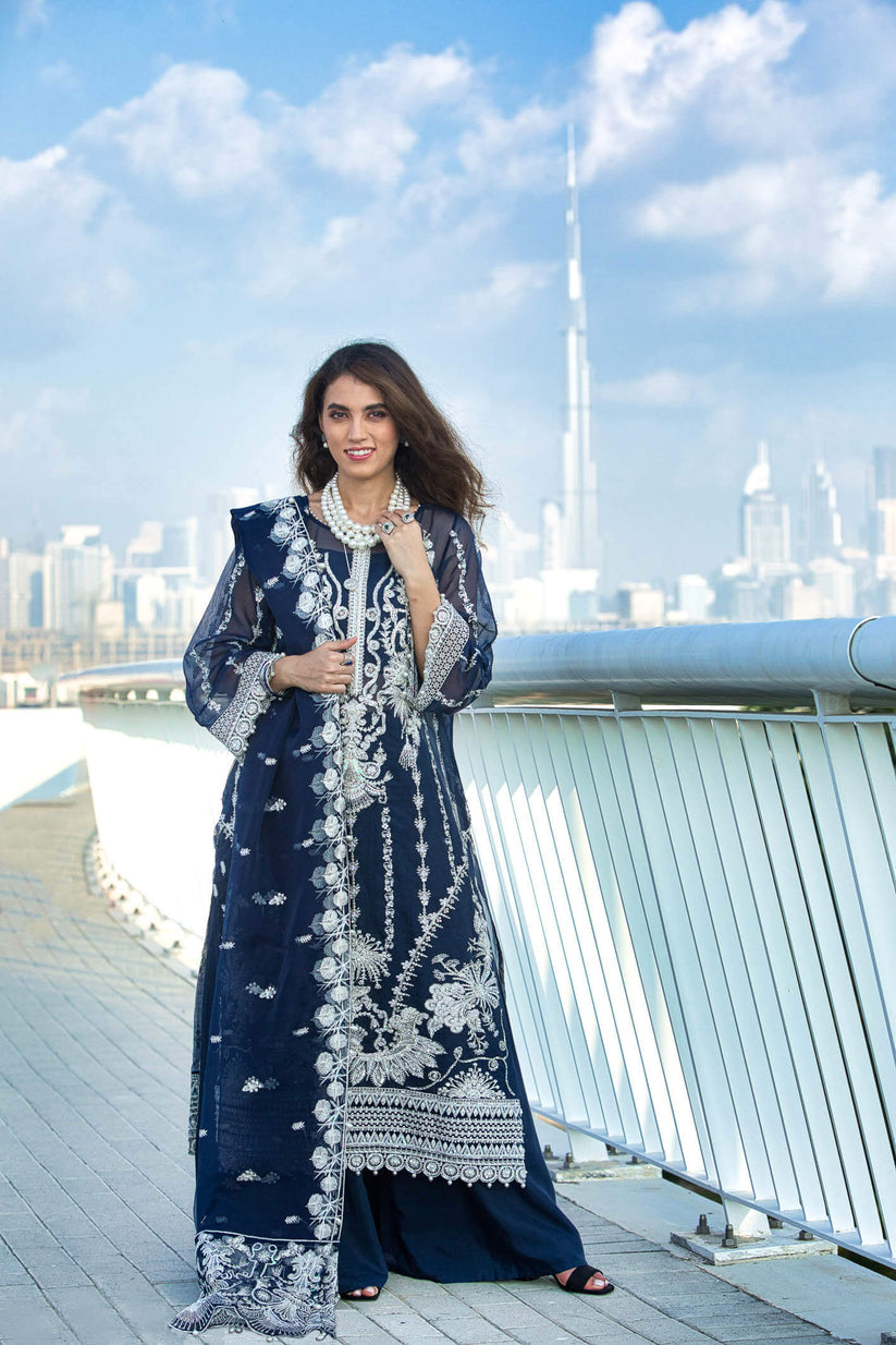 Kara | Kamdani Festive Collection | Lapis Dream - by - Libasekhas UK - Registered Vendor of : Kara - 100% Original Designer Dresss