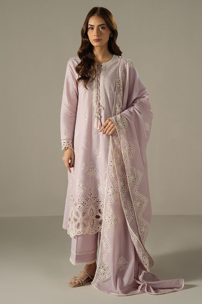 Cross Stitch | Chikankari Lawn 25 | LILAC BLOOM - by - Libasekhas UK - Registered Vendor of : Cross Stitch - 100% Original Designer Dresss