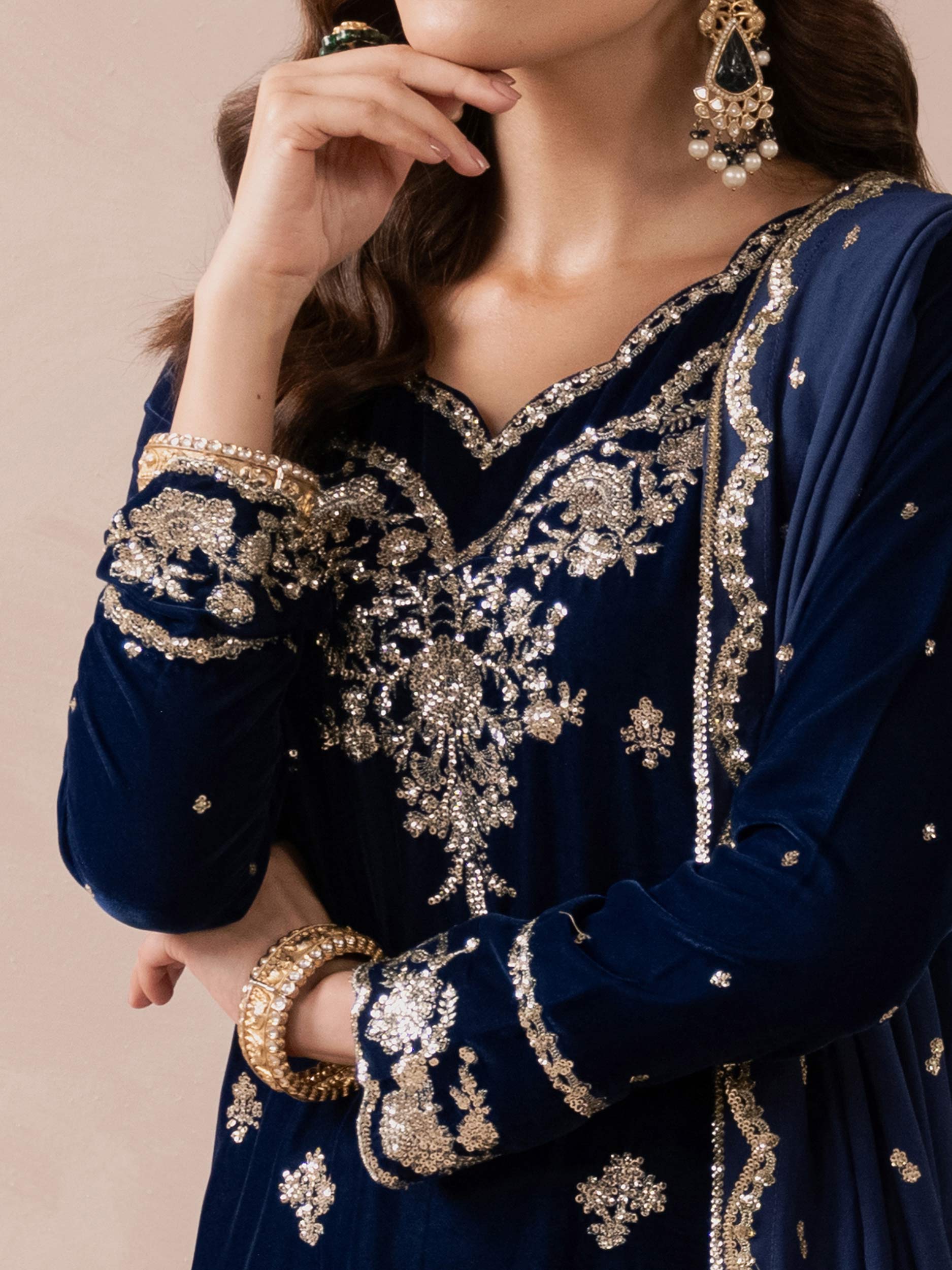 Lime Light | Velvet Pret | V-05 - by - Libasekhas UK - Registered Vendor of : Lime Light - 100% Original Designer Dresss