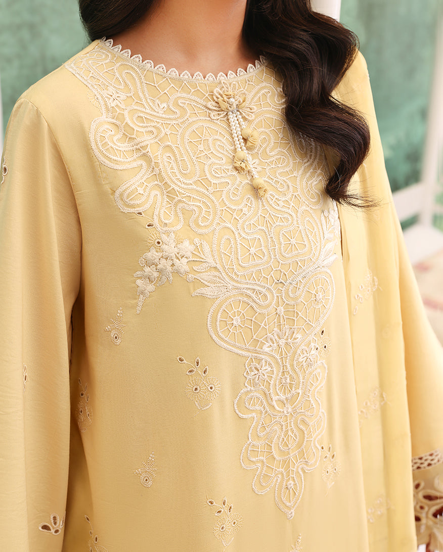 Roheenaz | Veil of Summer Chikankari | Lumiere Yellow - by Libasekhas UK - Registered Vendor of : Roheenaz - 100% Original Designer Dress