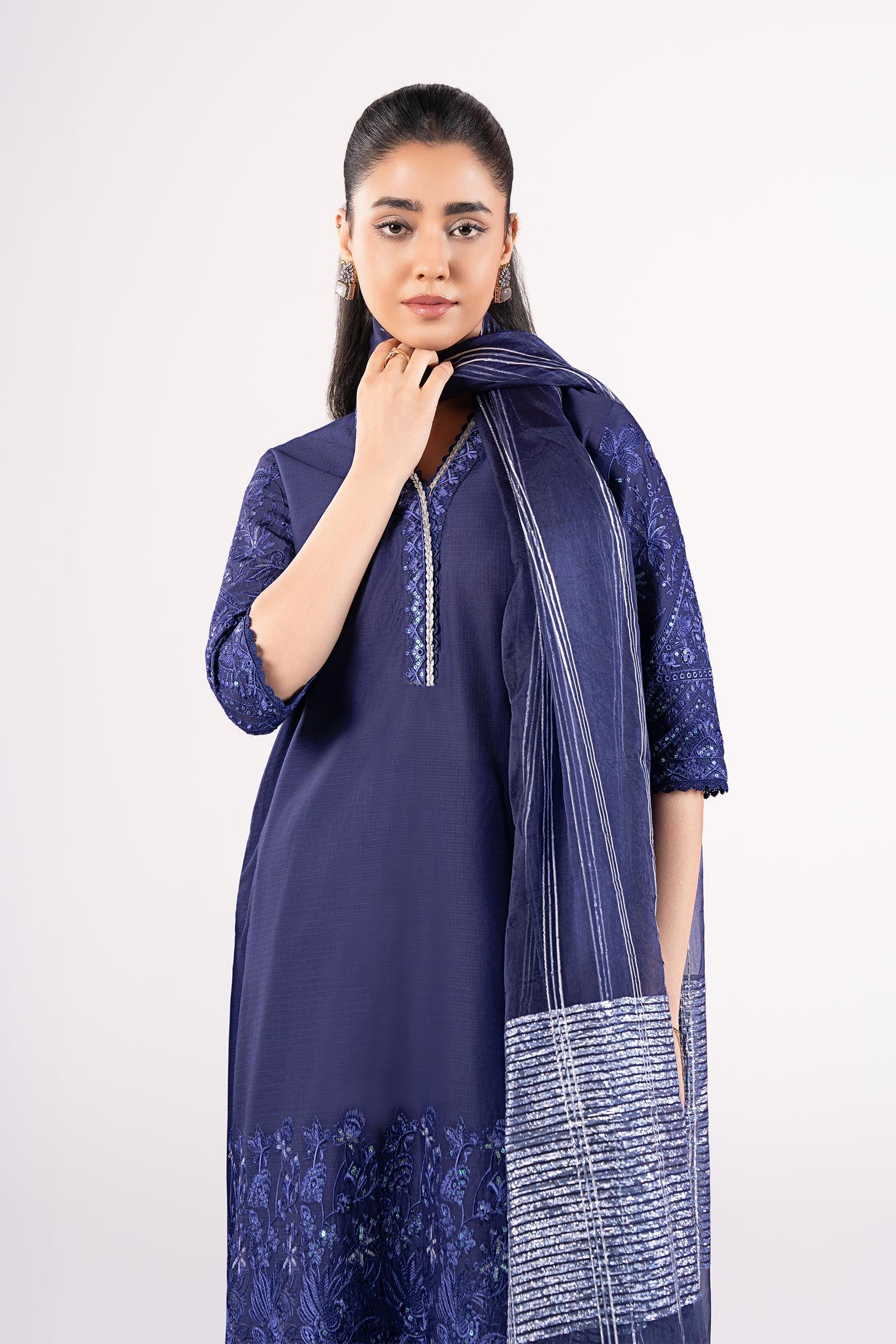 Maria B | Basics RTW | 3 Pc Embroidered Dobby Suit | MB-CS25-137 - by - Libasekhas UK - Registered Vendor of : Maria B - 100% Original Designer Dresss