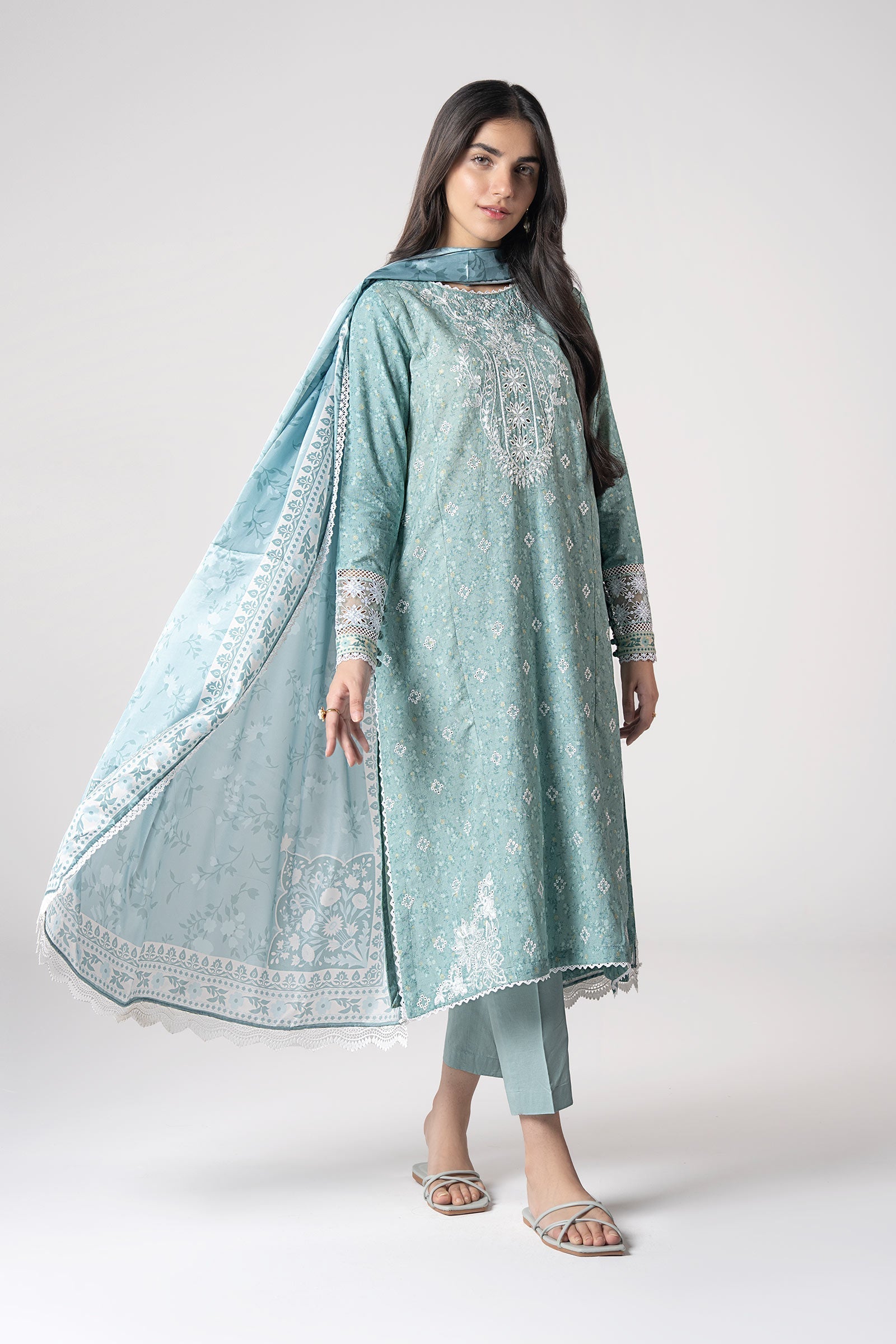 Maria B | Basics RTW | 3 Pc Embroidered Mesh Lurex Dots Suit | MB-CS25-142 - by - Libasekhas UK - Registered Vendor of : Maria B - 100% Original Designer Dresss