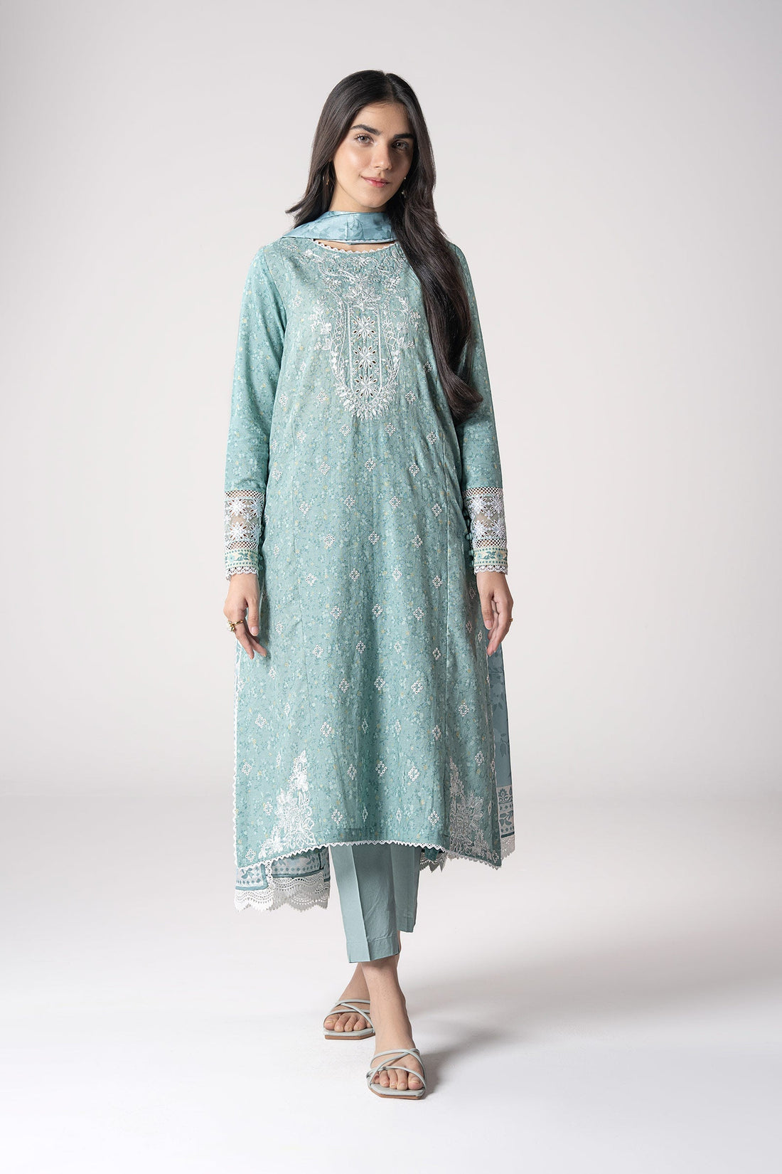 Maria B | Basics RTW | 3 Pc Embroidered Mesh Lurex Dots Suit | MB-CS25-142 - by - Libasekhas UK - Registered Vendor of : Maria B - 100% Original Designer Dresss