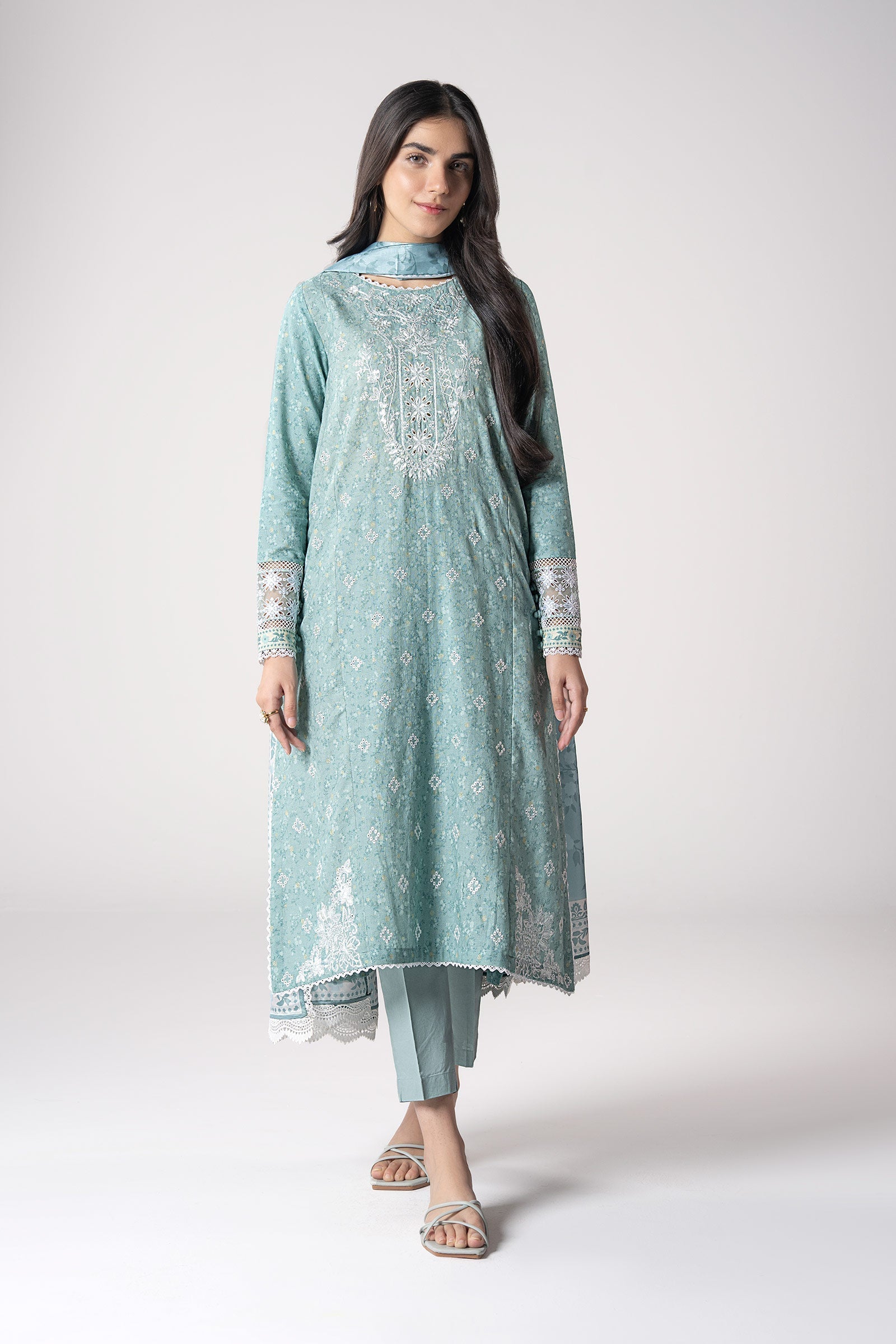 Maria B | Basics RTW | 3 Pc Embroidered Mesh Lurex Dots Suit | MB-CS25-142 - by - Libasekhas UK - Registered Vendor of : Maria B - 100% Original Designer Dresss