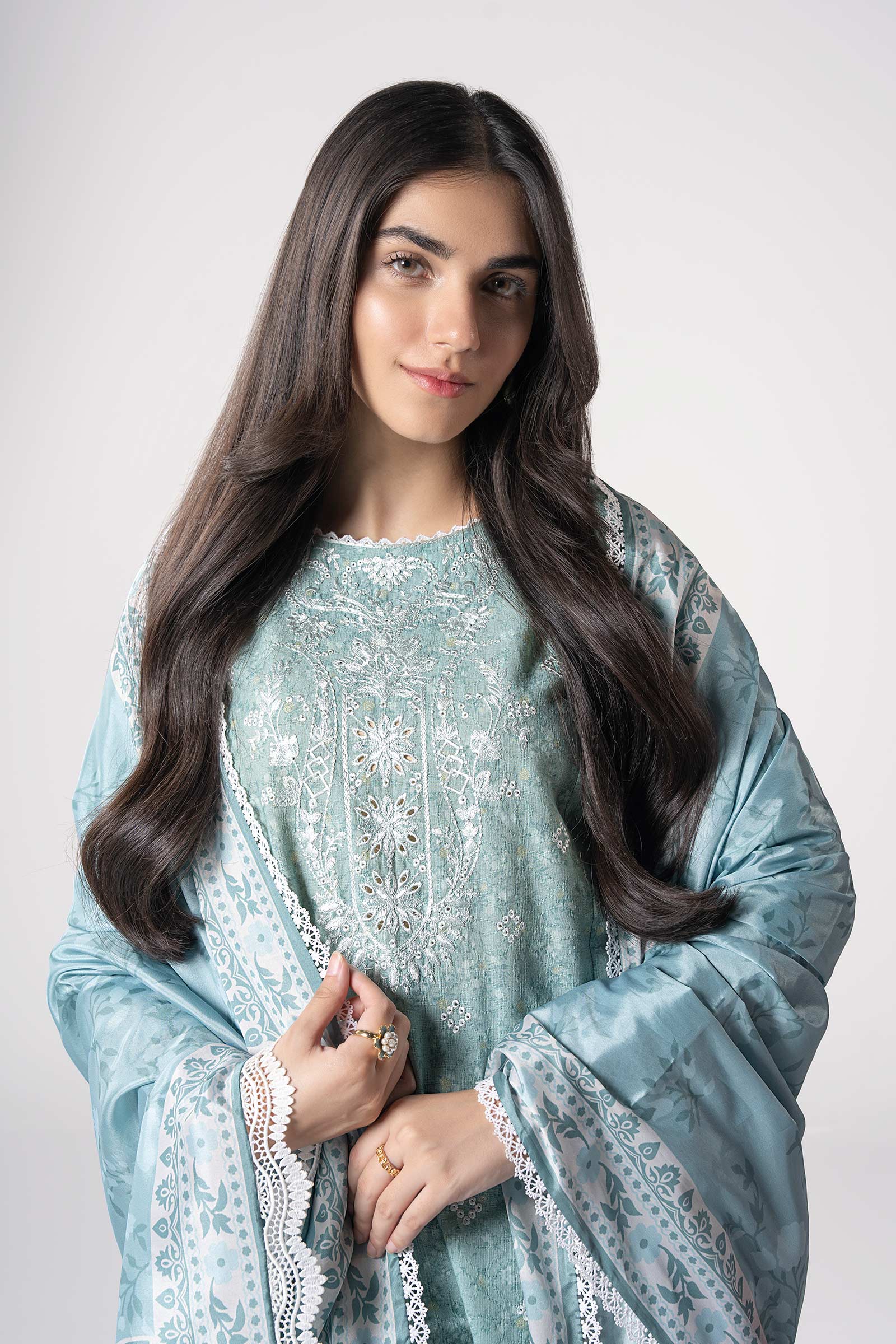 Maria B | Basics RTW | 3 Pc Embroidered Mesh Lurex Dots Suit | MB-CS25-142 - by - Libasekhas UK - Registered Vendor of : Maria B - 100% Original Designer Dresss