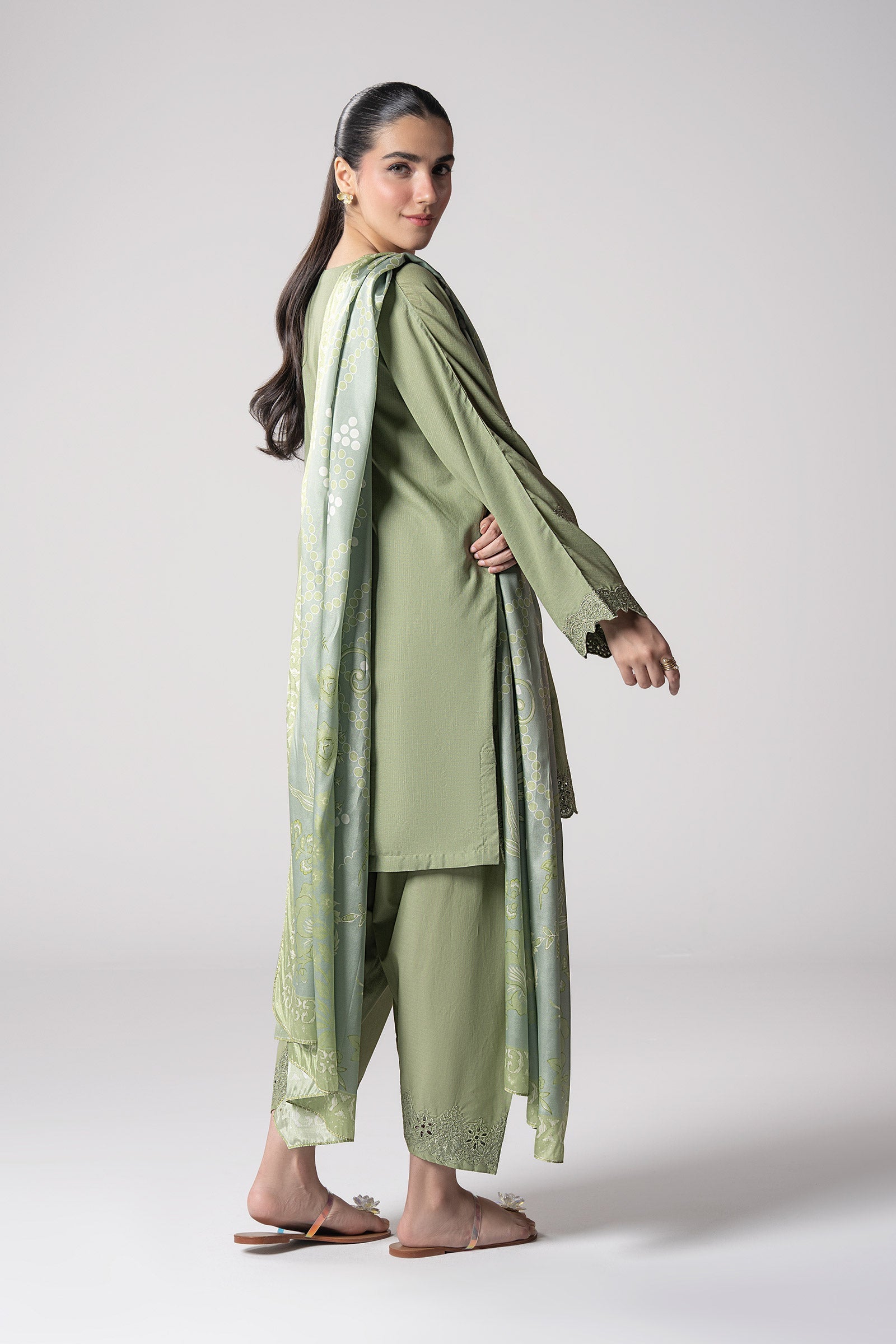 Maria B | Basics RTW | 3 Pc Embroidered Lurex Stripe Suit | MB-CS25-143 - by - Libasekhas UK - Registered Vendor of : Maria B - 100% Original Designer Dresss
