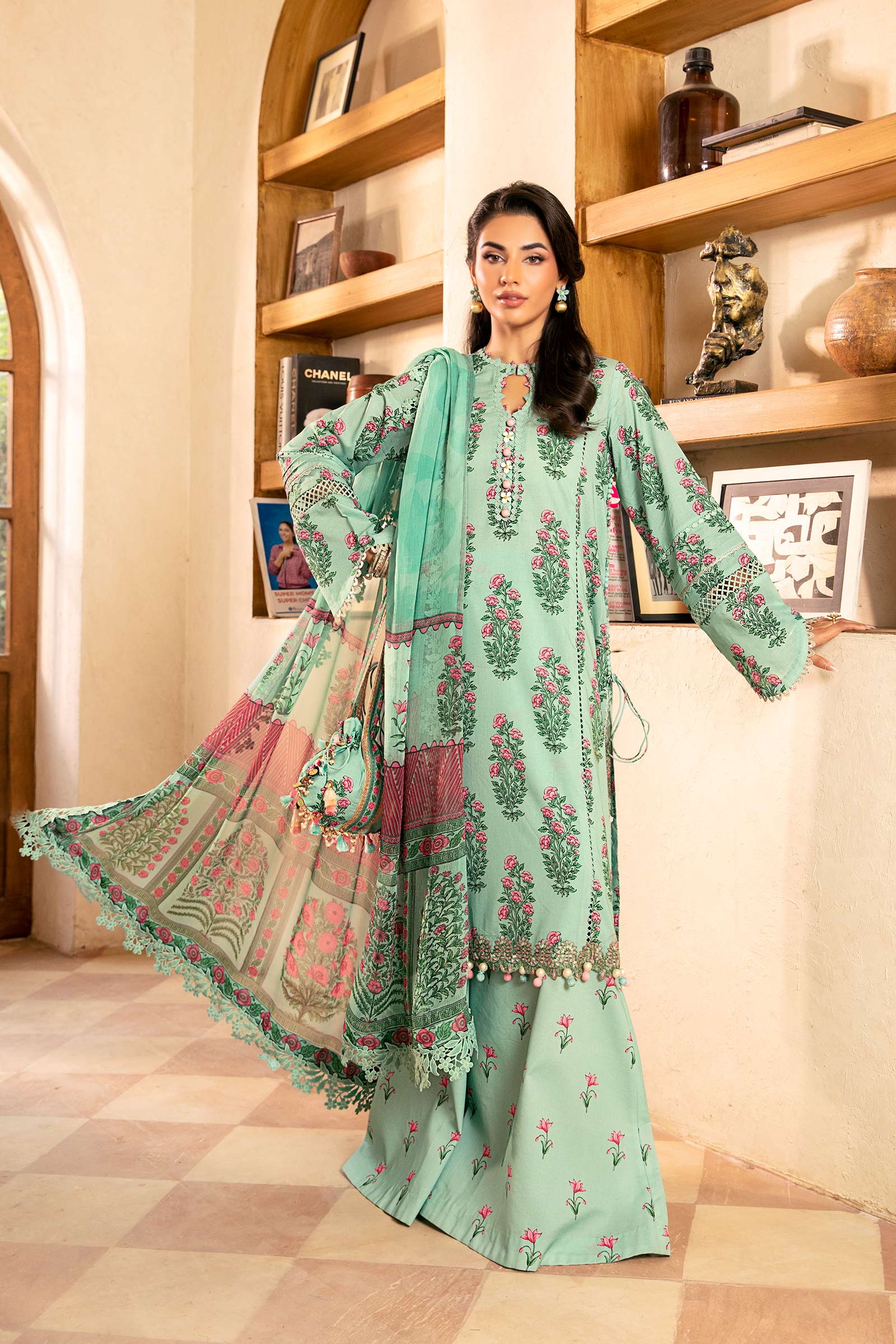 Maria B | Eid Basic Lawn | MB-CUS25-908B - by - Libasekhas UK - Registered Vendor of : Maria B - 100% Original Designer Dresss