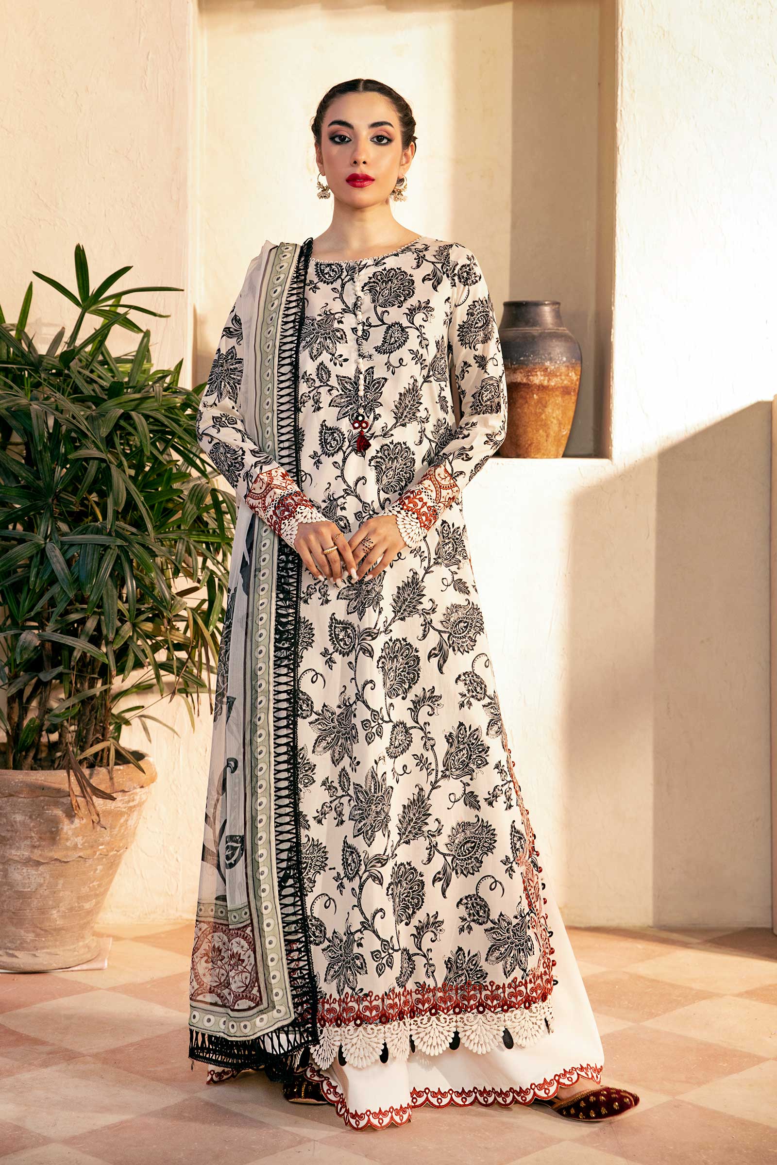 Maria B | Eid Basic Lawn | MB-CUS25-909A - by - Libasekhas UK - Registered Vendor of : Maria B - 100% Original Designer Dresss