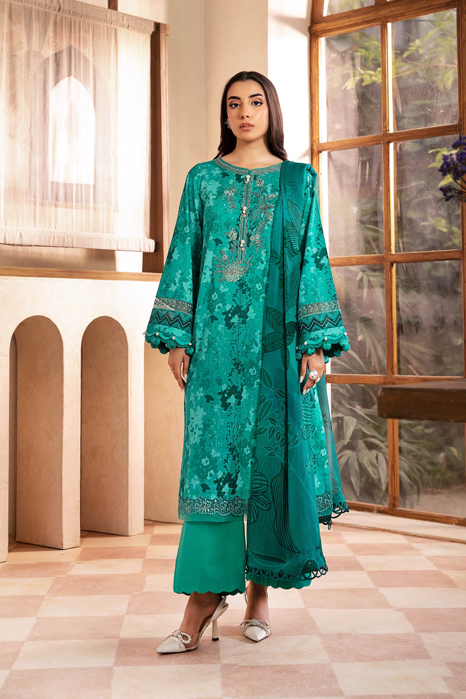 Maria B | Eid Basic Lawn | MB-CUS25-910A - by - Libasekhas UK - Registered Vendor of : Maria B - 100% Original Designer Dresss