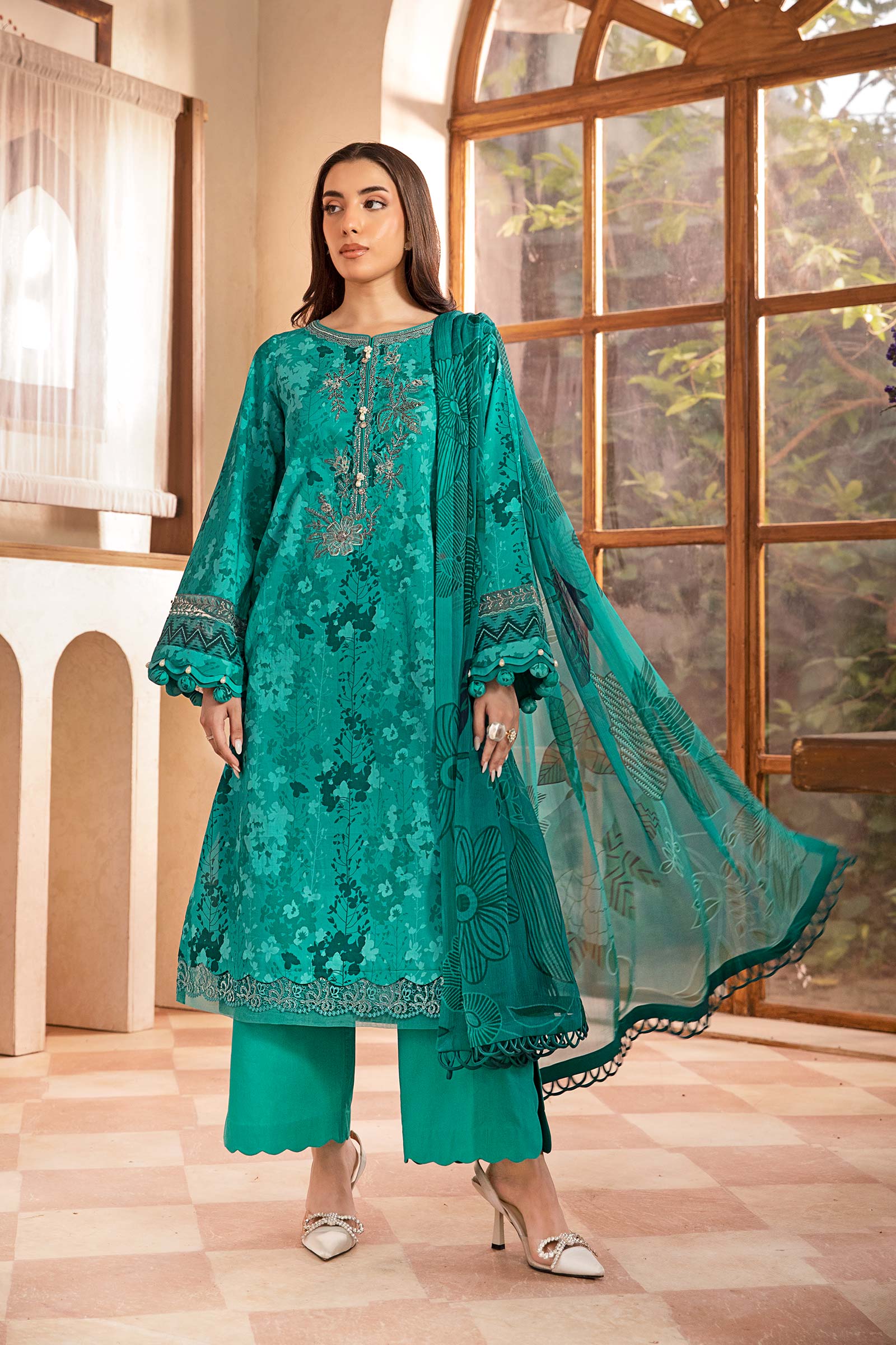 Maria B | Eid Basic Lawn | MB-CUS25-910A - by - Libasekhas UK - Registered Vendor of : Maria B - 100% Original Designer Dresss