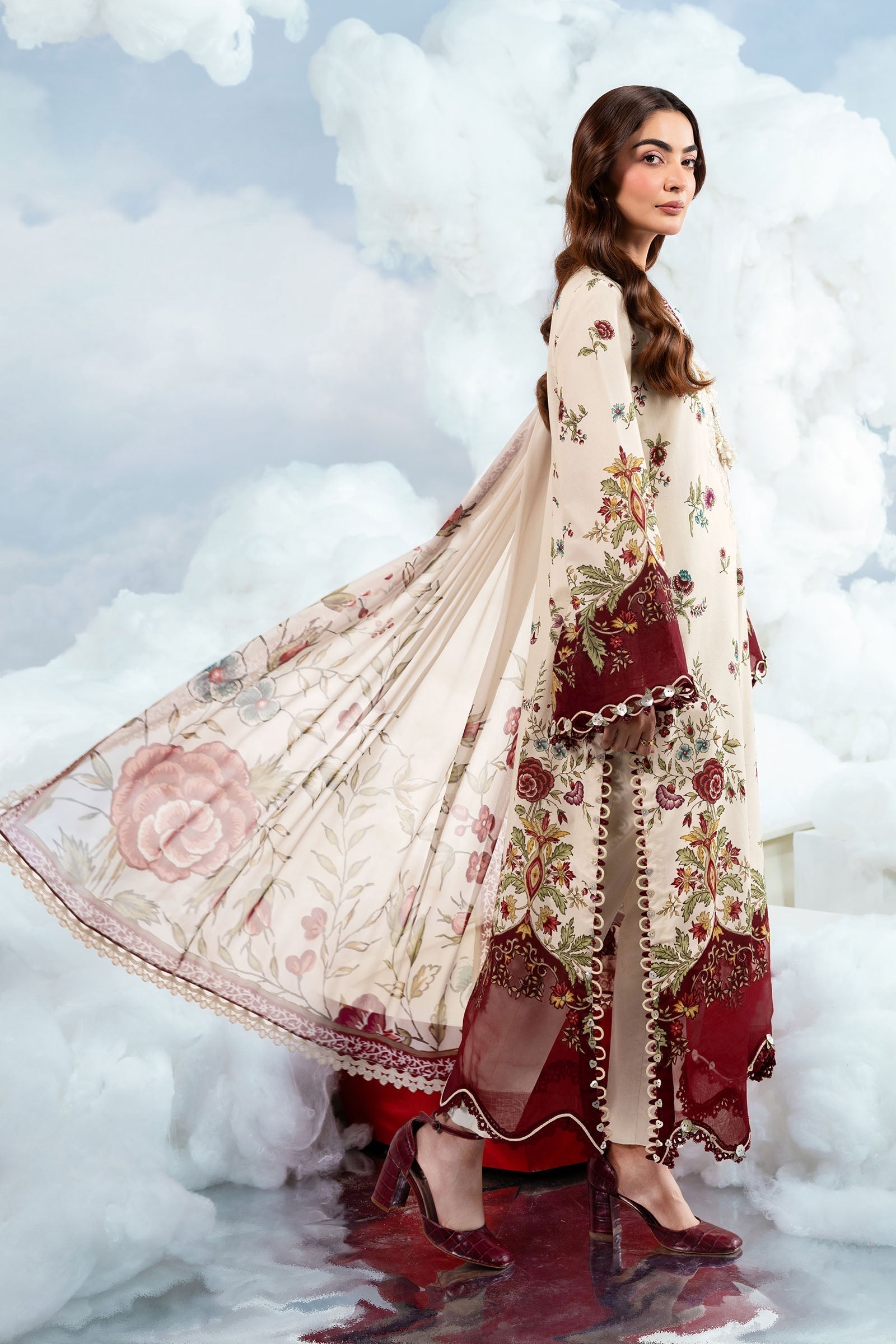 Maria B | M Basics Dreamscape Eid Lawn | MB-CUSV14-01A - by Libasekhas UK - Registered Vendor of : Maria B - 100% Original Designer Dress