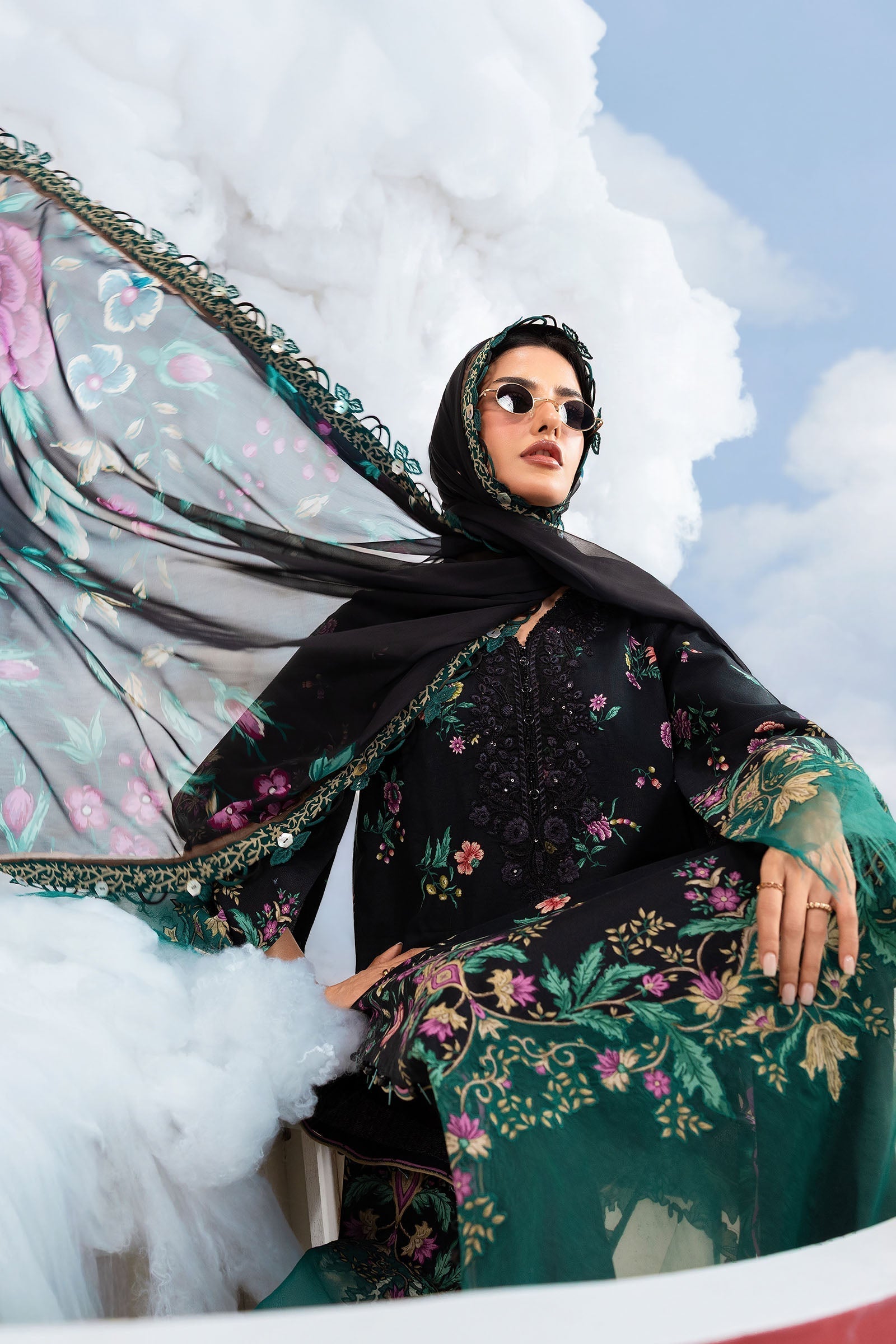 Maria B | M Basics Dreamscape Eid Lawn | MB-CUSV14-01B - by Libasekhas UK - Registered Vendor of : Maria B - 100% Original Designer Dress