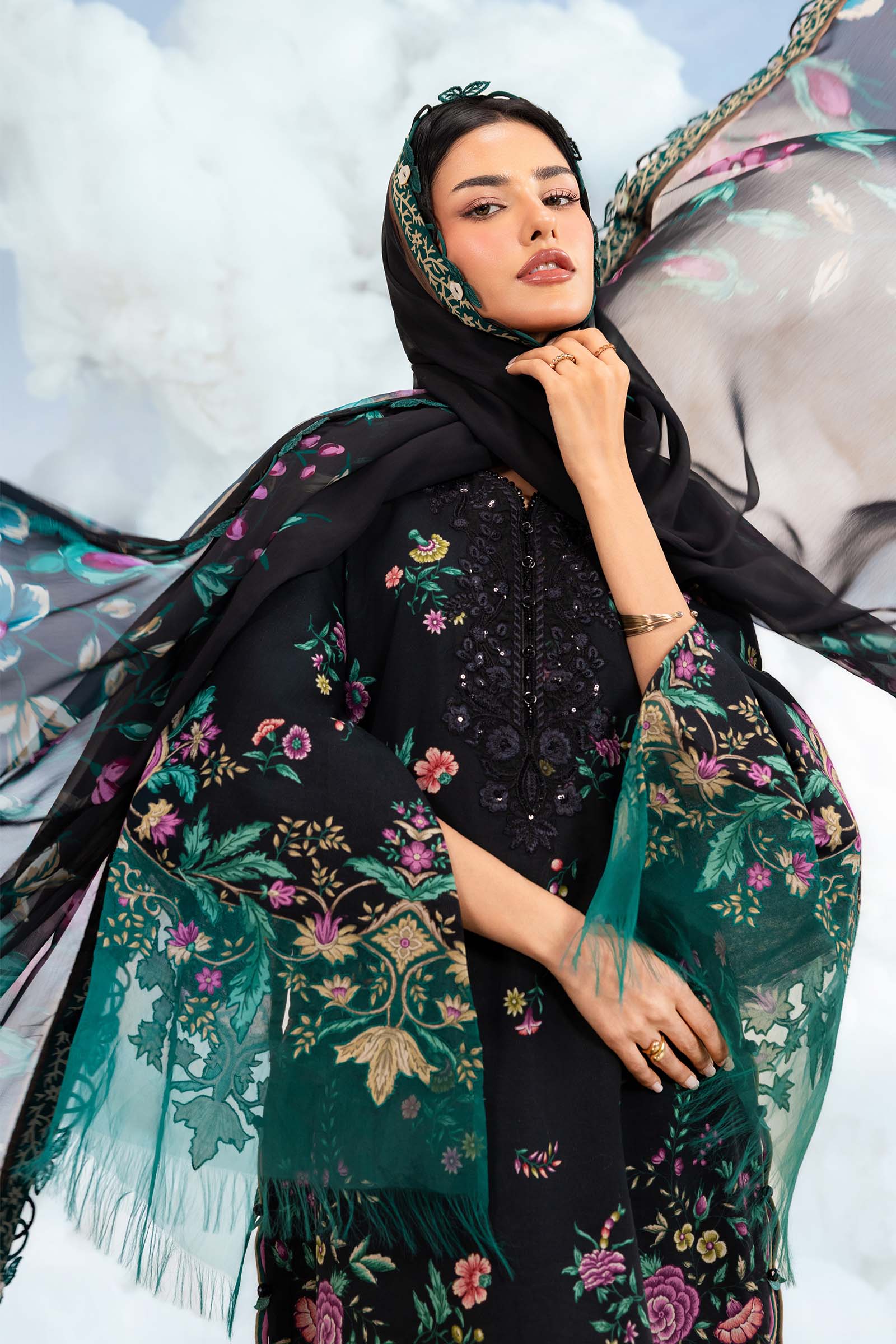 Maria B | M Basics Dreamscape Eid Lawn | MB-CUSV14-01B - by Libasekhas UK - Registered Vendor of : Maria B - 100% Original Designer Dress