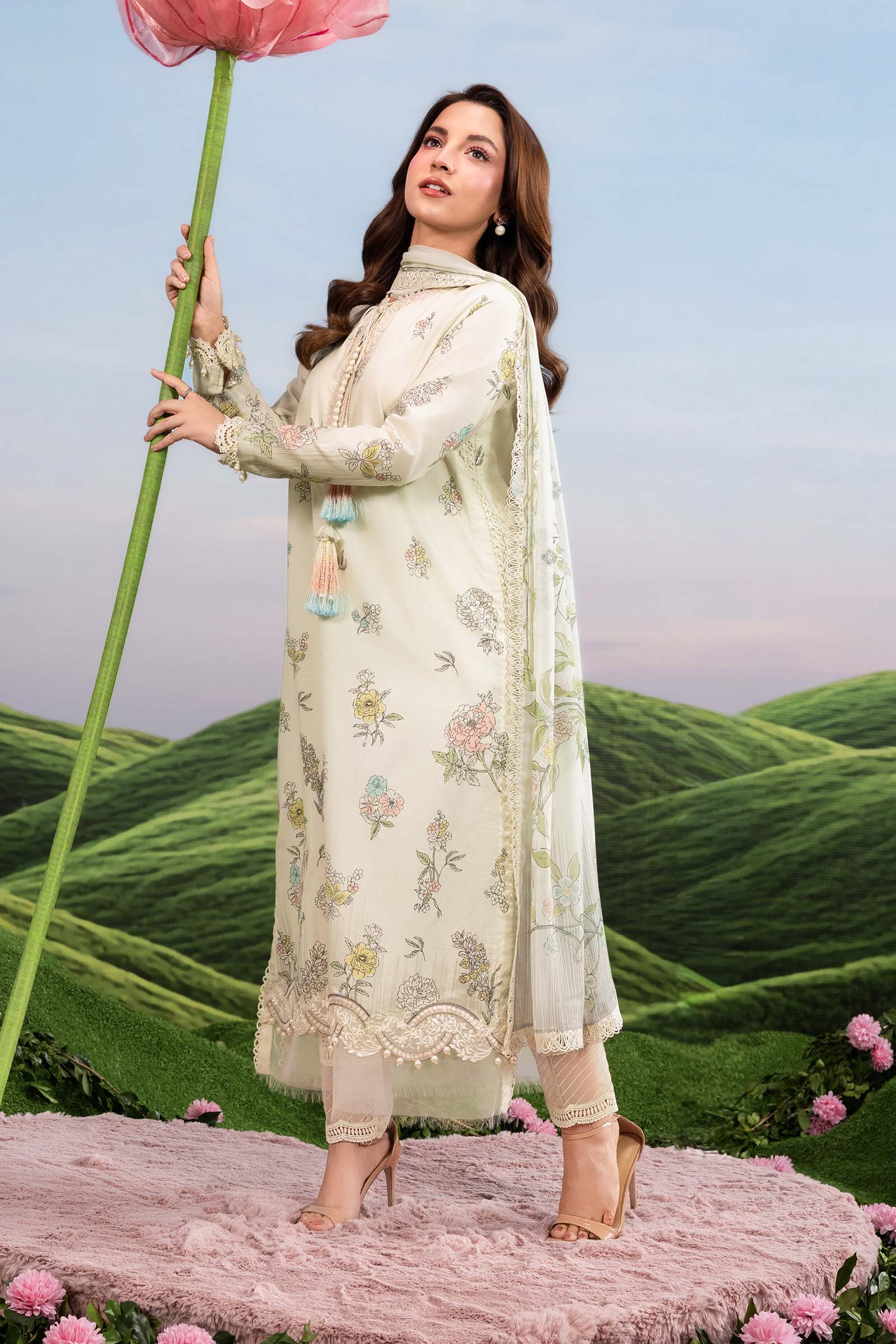 Maria B | M Basics Dreamscape Eid Lawn | MB-CUSV14-02A - by Libasekhas UK - Registered Vendor of : Maria B - 100% Original Designer Dress