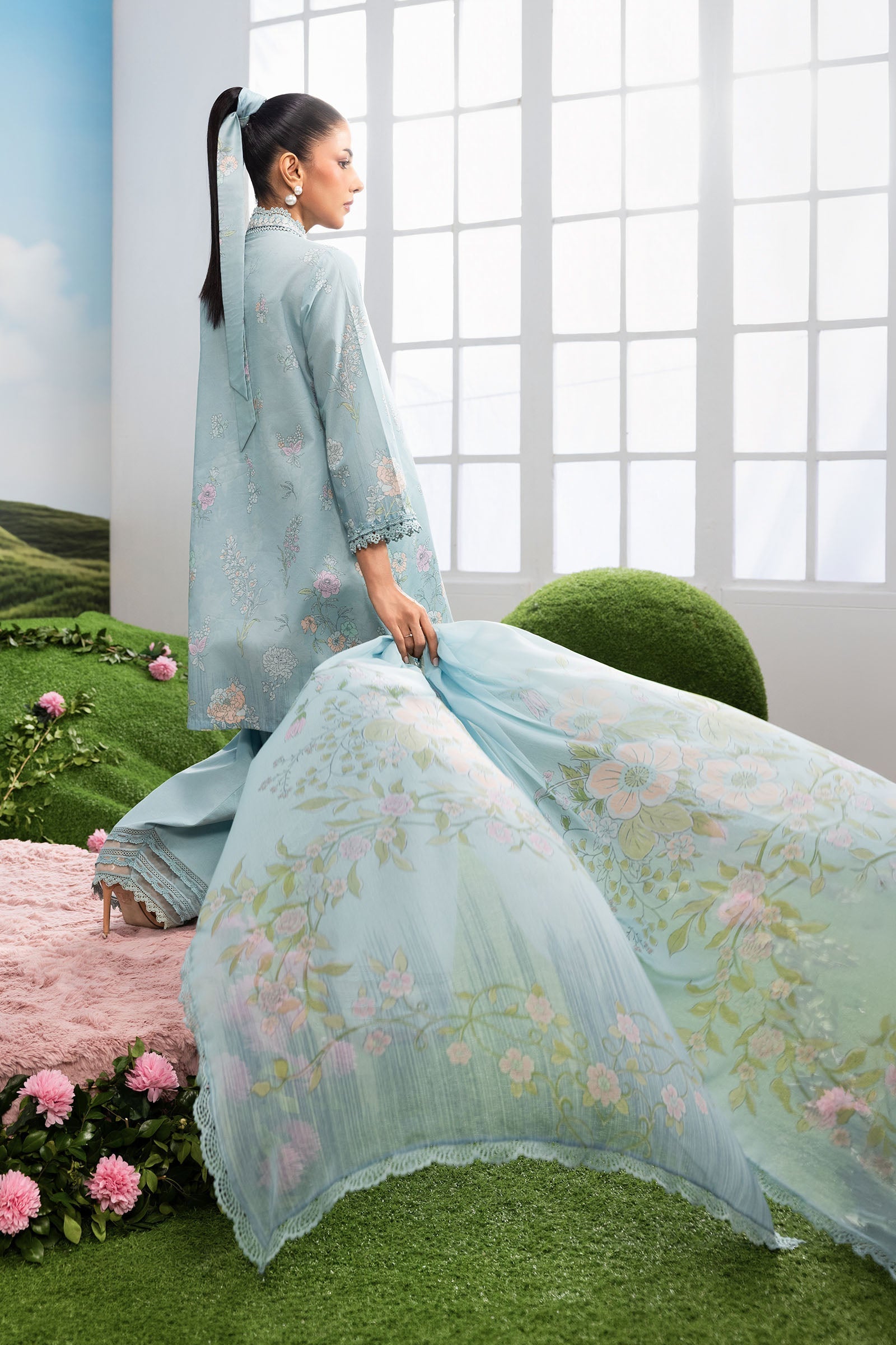 Maria B | M Basics Dreamscape Eid Lawn | MB-CUSV14-02B - by Libasekhas UK - Registered Vendor of : Maria B - 100% Original Designer Dress