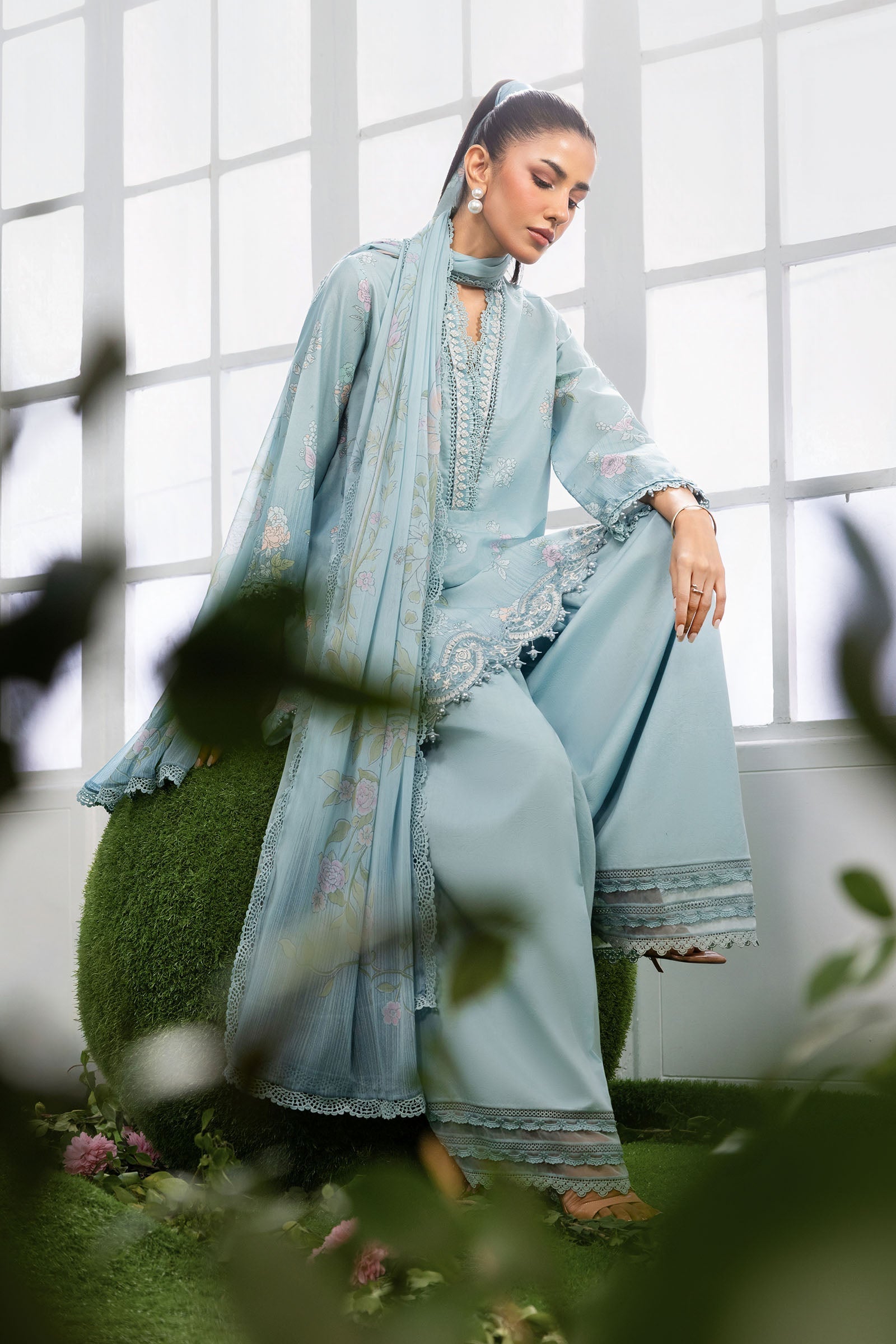 Maria B | M Basics Dreamscape Eid Lawn | MB-CUSV14-02B - by Libasekhas UK - Registered Vendor of : Maria B - 100% Original Designer Dress