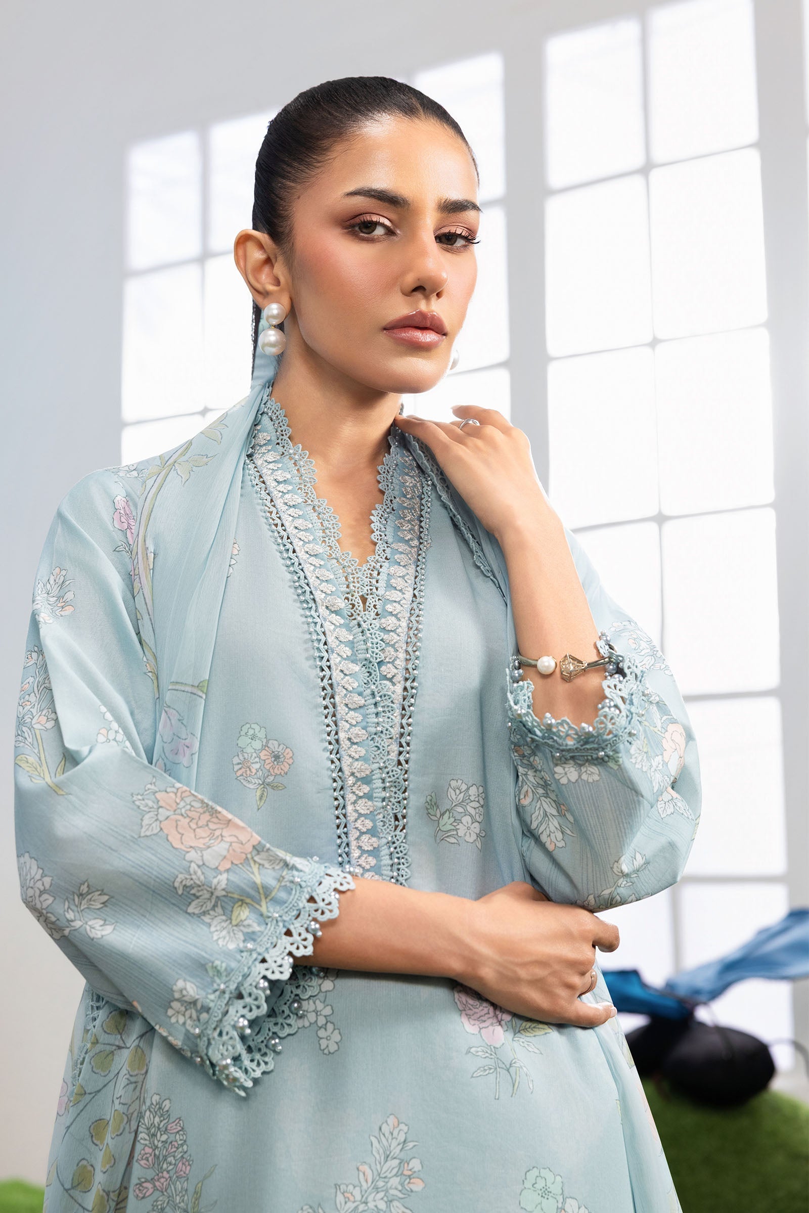 Maria B | M Basics Dreamscape Eid Lawn | MB-CUSV14-02B - by Libasekhas UK - Registered Vendor of : Maria B - 100% Original Designer Dress