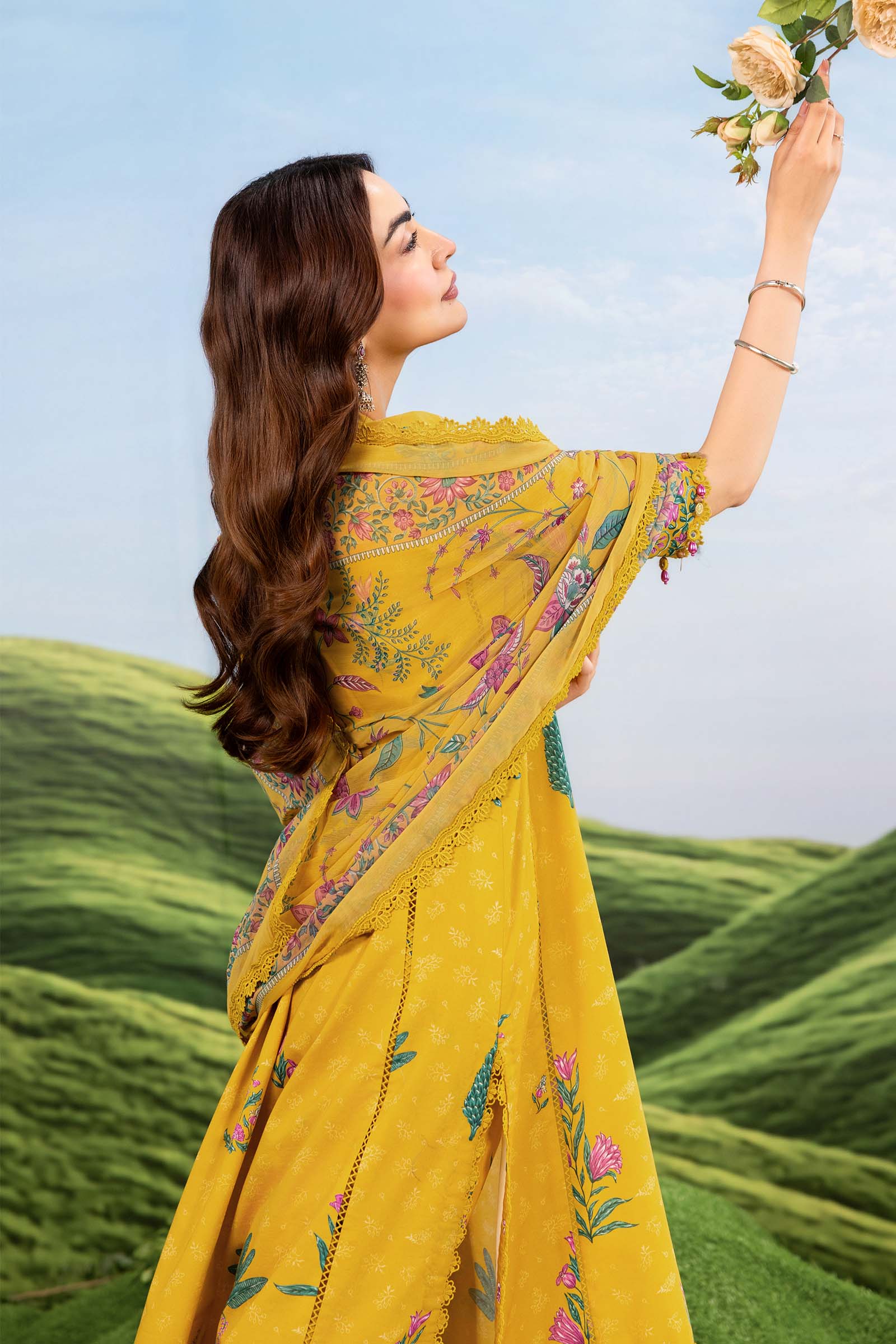 Maria B | M Basics Dreamscape Eid Lawn | MB-CUSV14-03A - by Libasekhas UK - Registered Vendor of : Maria B - 100% Original Designer Dress