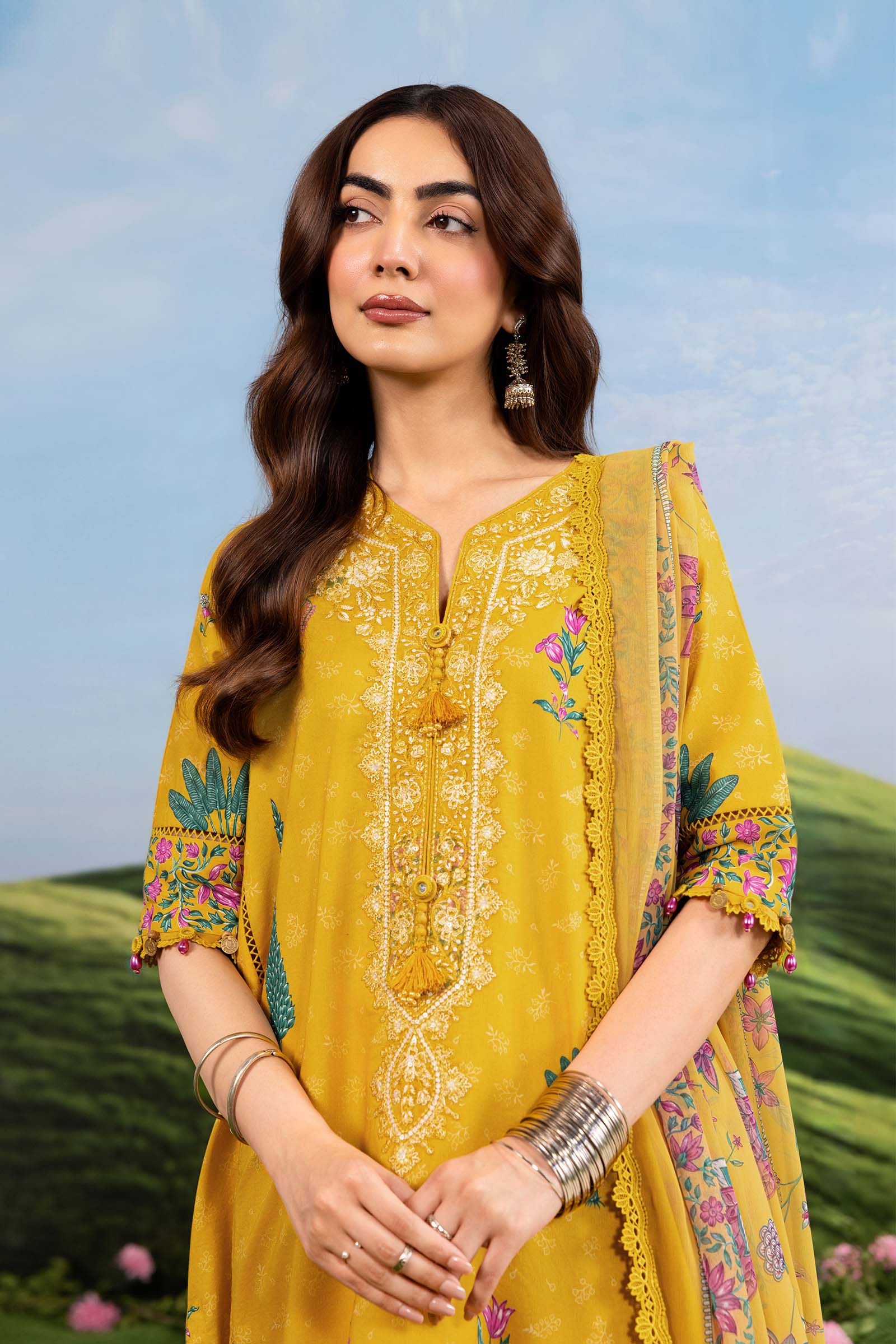 Maria B | M Basics Dreamscape Eid Lawn | MB-CUSV14-03A - by Libasekhas UK - Registered Vendor of : Maria B - 100% Original Designer Dress