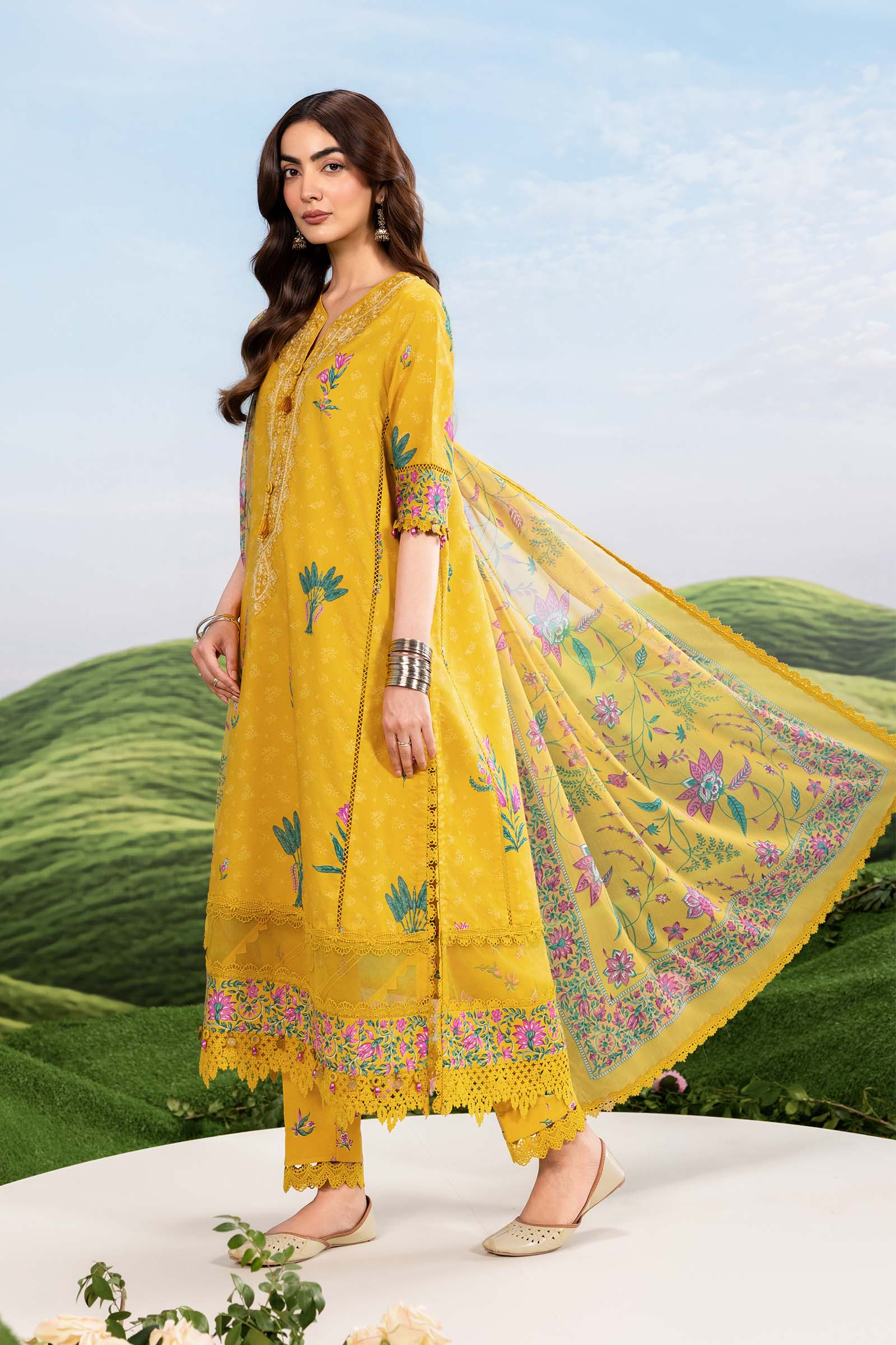 Maria B | M Basics Dreamscape Eid Lawn | MB-CUSV14-03A - by Libasekhas UK - Registered Vendor of : Maria B - 100% Original Designer Dress