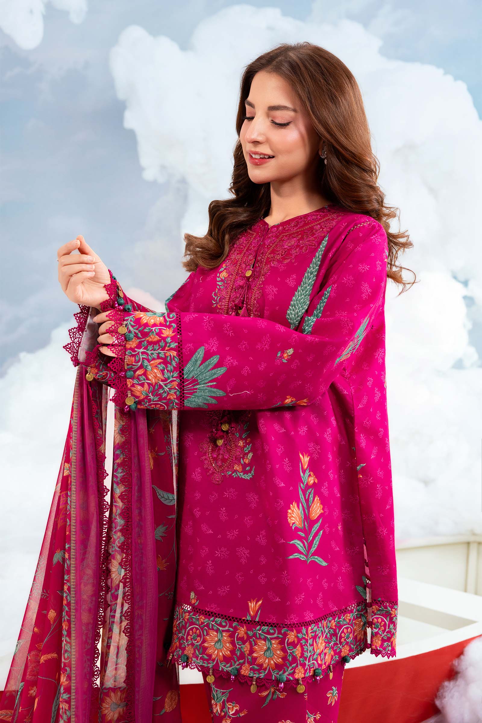 Maria B | M Basics Dreamscape Eid Lawn | MB-CUSV14-03B - by Libasekhas UK - Registered Vendor of : Maria B - 100% Original Designer Dress