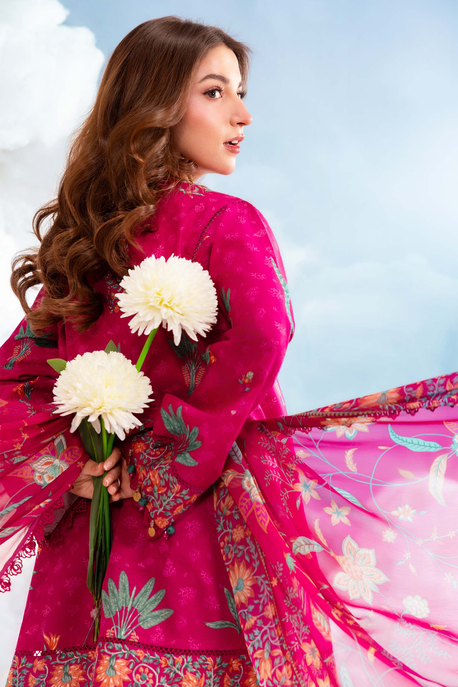 Maria B | M Basics Dreamscape Eid Lawn | MB-CUSV14-03B - by Libasekhas UK - Registered Vendor of : Maria B - 100% Original Designer Dress