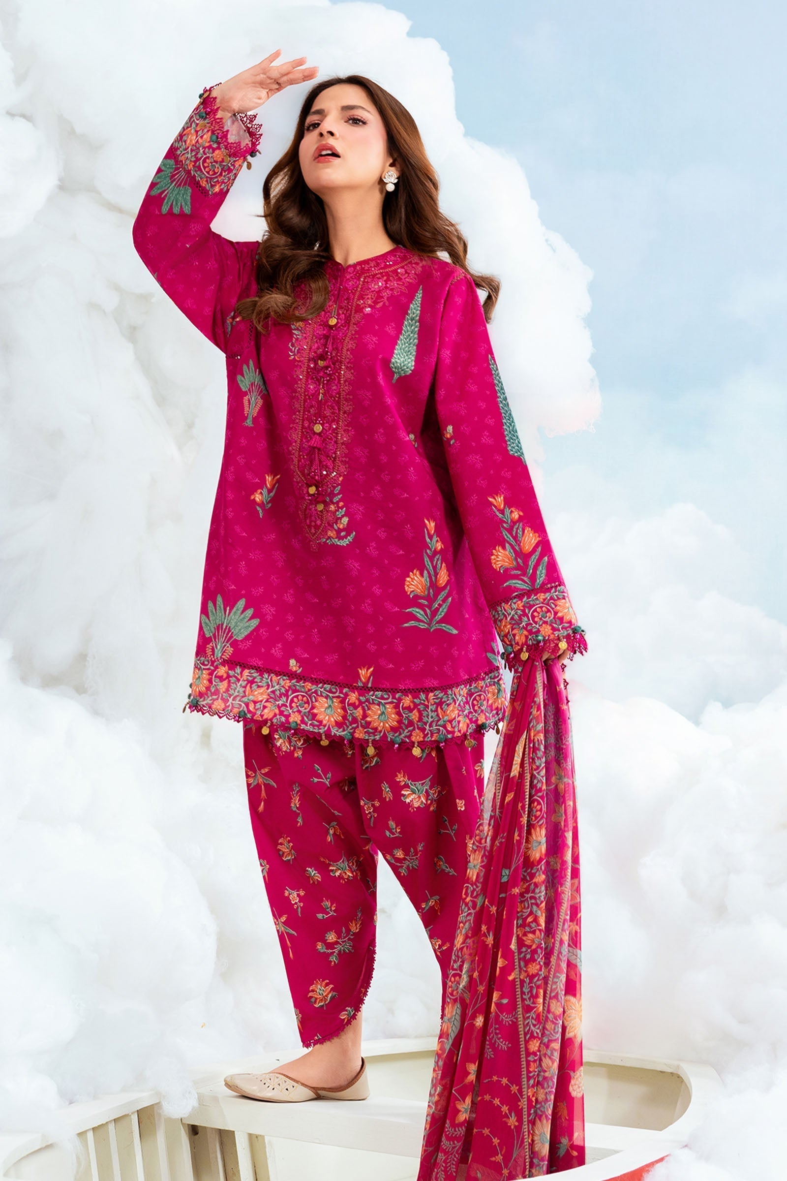 Maria B | M Basics Dreamscape Eid Lawn | MB-CUSV14-03B - by Libasekhas UK - Registered Vendor of : Maria B - 100% Original Designer Dress