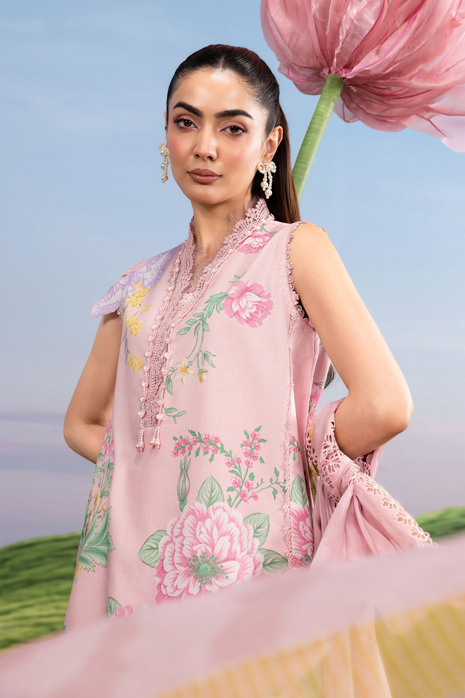 Maria B | M Basics Dreamscape Eid Lawn | MB-CUSV14-04A - by Libasekhas UK - Registered Vendor of : Maria B - 100% Original Designer Dress