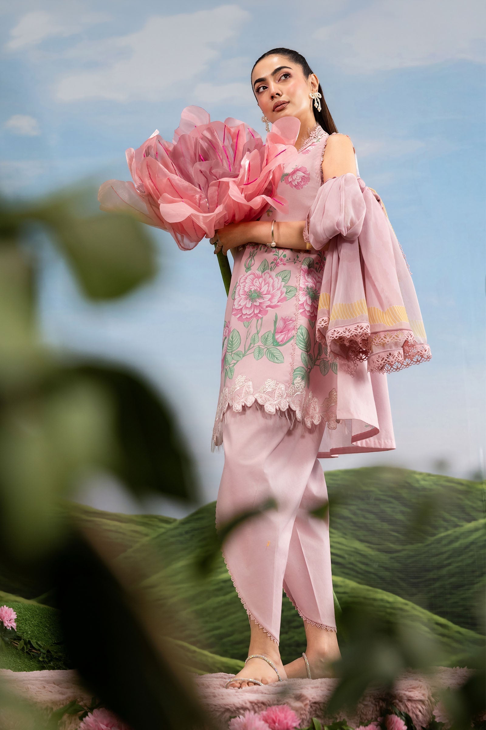 Maria B | M Basics Dreamscape Eid Lawn | MB-CUSV14-04A - by Libasekhas UK - Registered Vendor of : Maria B - 100% Original Designer Dress
