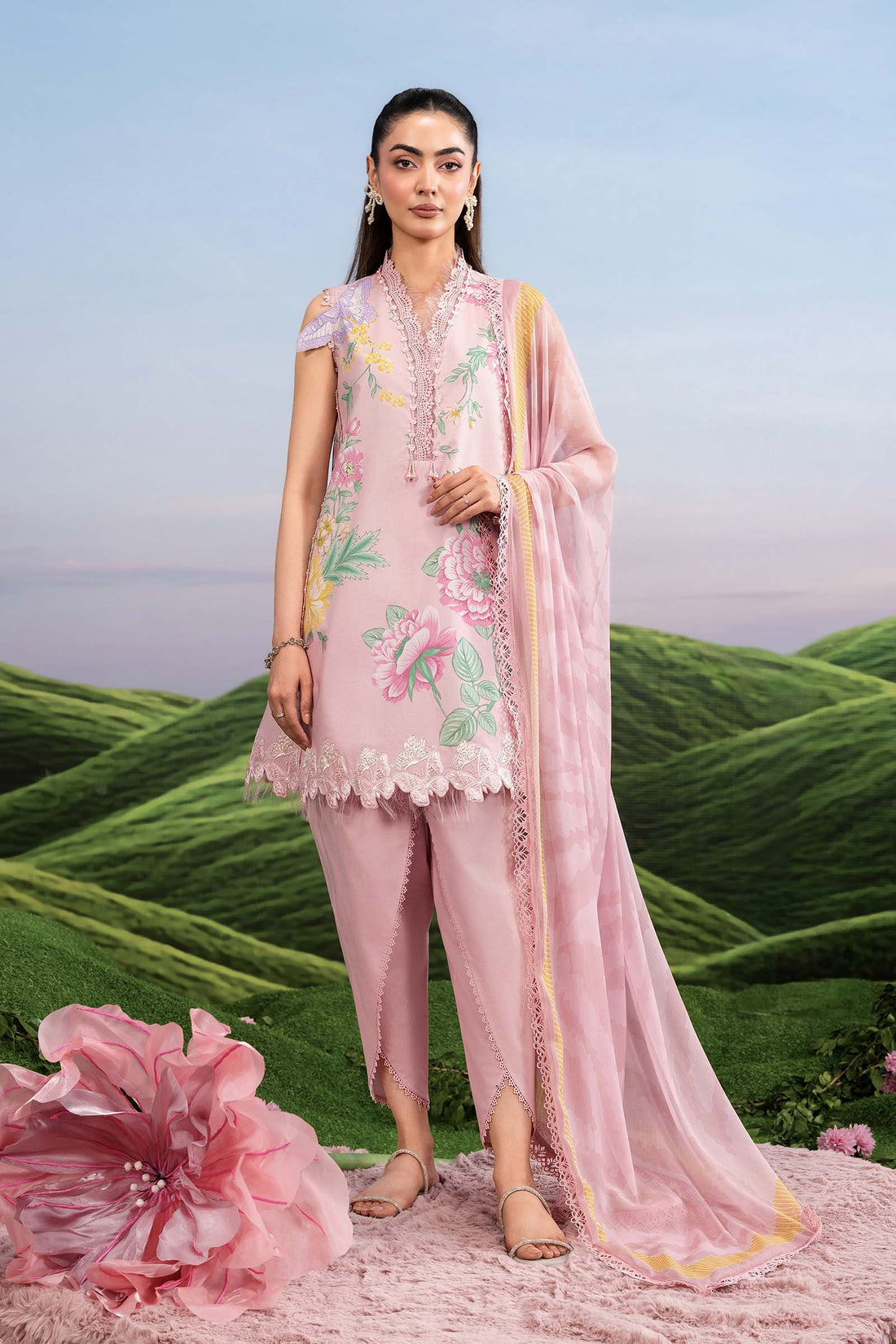 Maria B | M Basics Dreamscape Eid Lawn | MB-CUSV14-04A - by Libasekhas UK - Registered Vendor of : Maria B - 100% Original Designer Dress