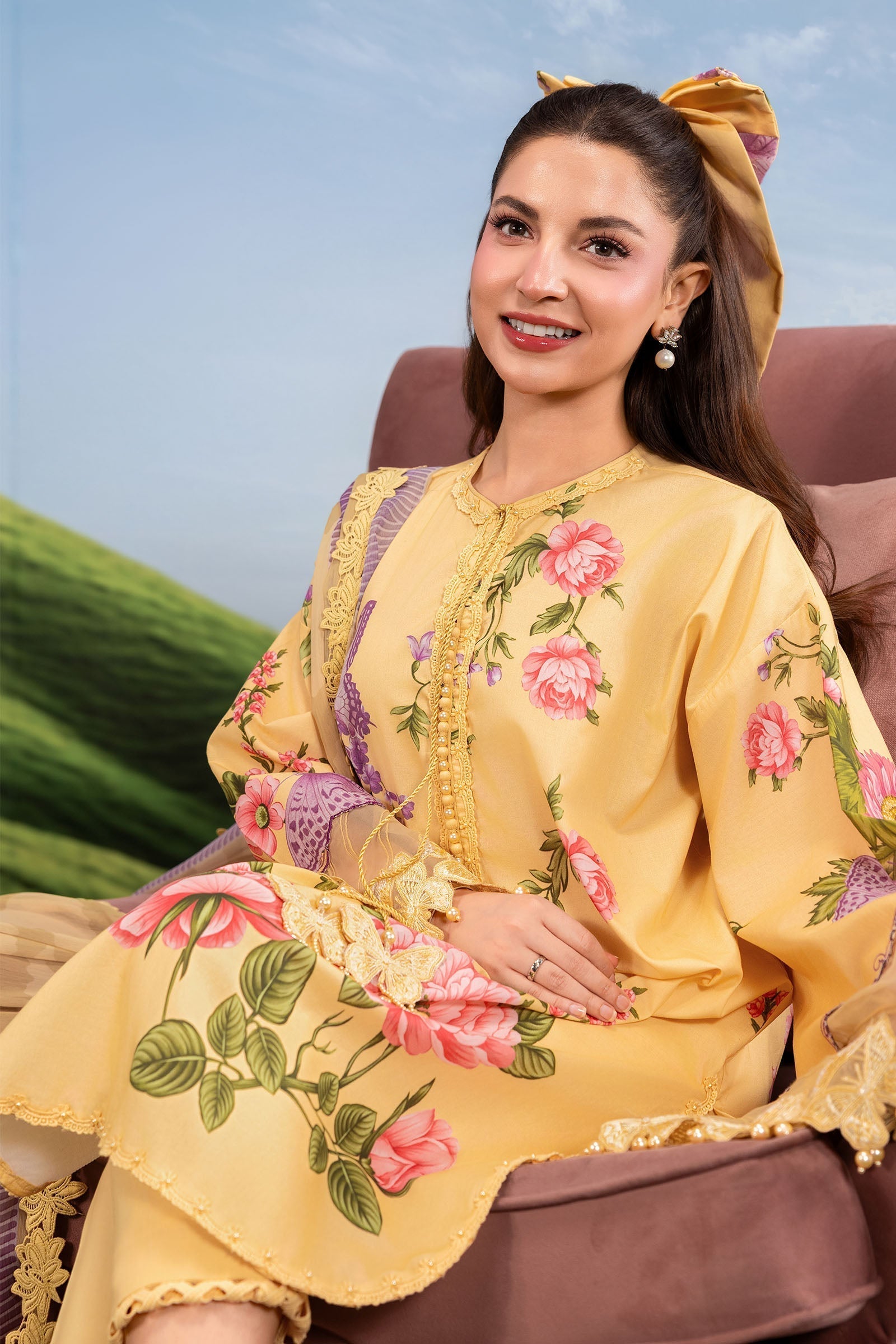 Maria B | M Basics Dreamscape Eid Lawn | MB-CUSV14-04B - by Libasekhas UK - Registered Vendor of : Maria B - 100% Original Designer Dress