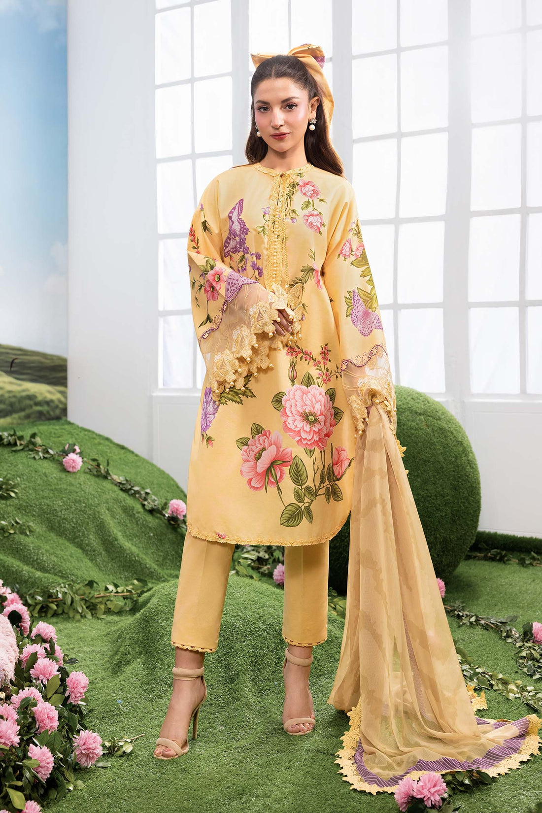 Maria B | M Basics Dreamscape Eid Lawn | MB-CUSV14-04B - by Libasekhas UK - Registered Vendor of : Maria B - 100% Original Designer Dress