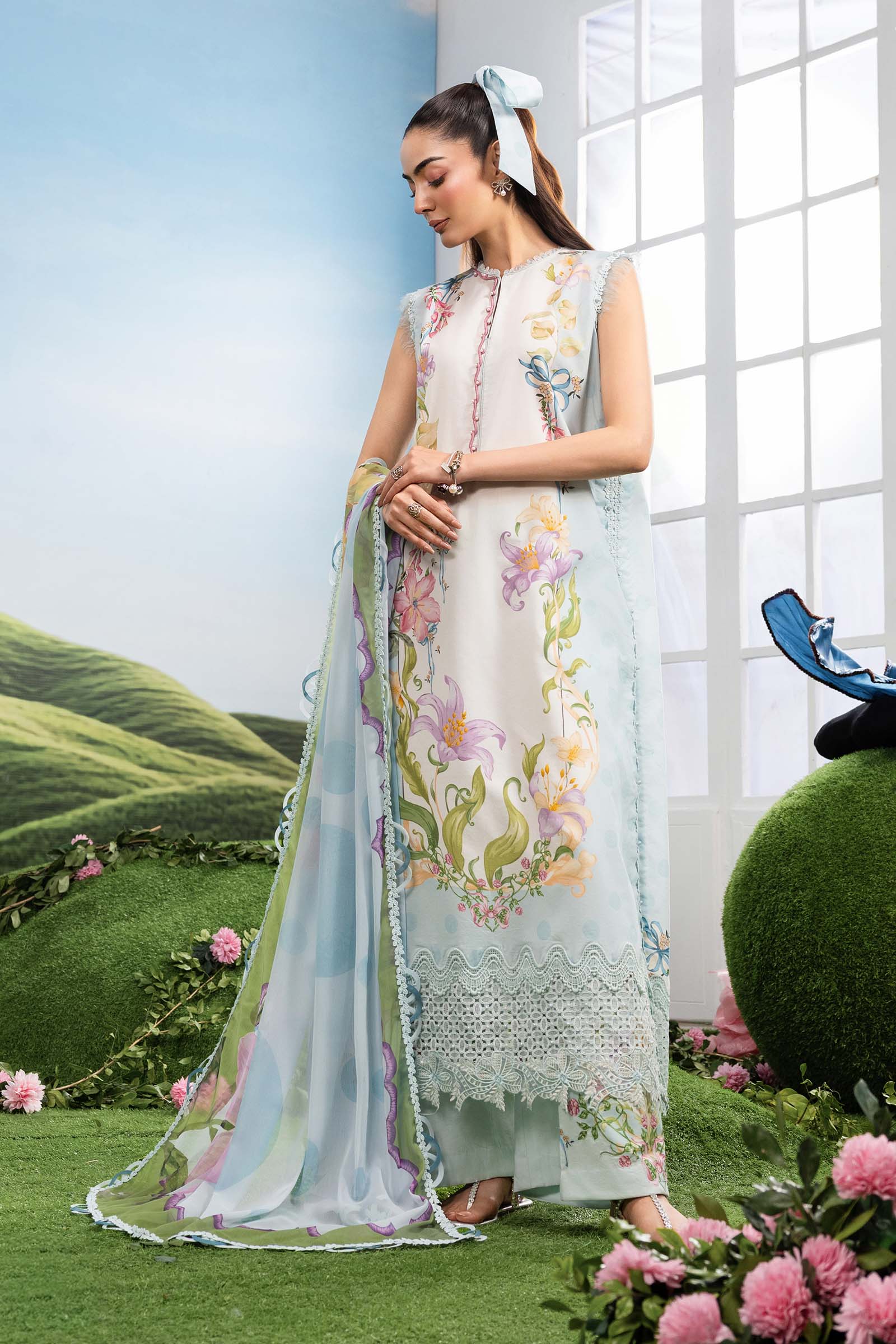 Maria B | M Basics Dreamscape Eid Lawn | MB-CUSV14-06A - by Libasekhas UK - Registered Vendor of : Maria B - 100% Original Designer Dress