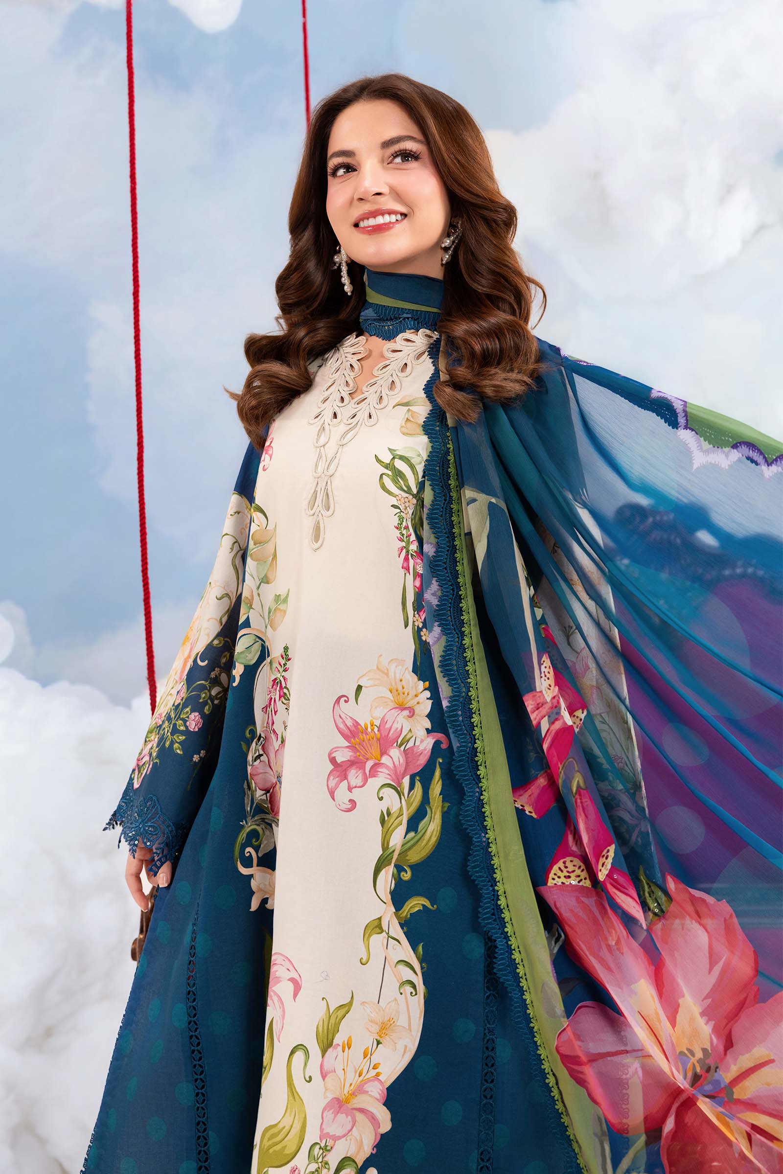 Maria B | M Basics Dreamscape Eid Lawn | MB-CUSV14-05B - by Libasekhas UK - Registered Vendor of : Maria B - 100% Original Designer Dress