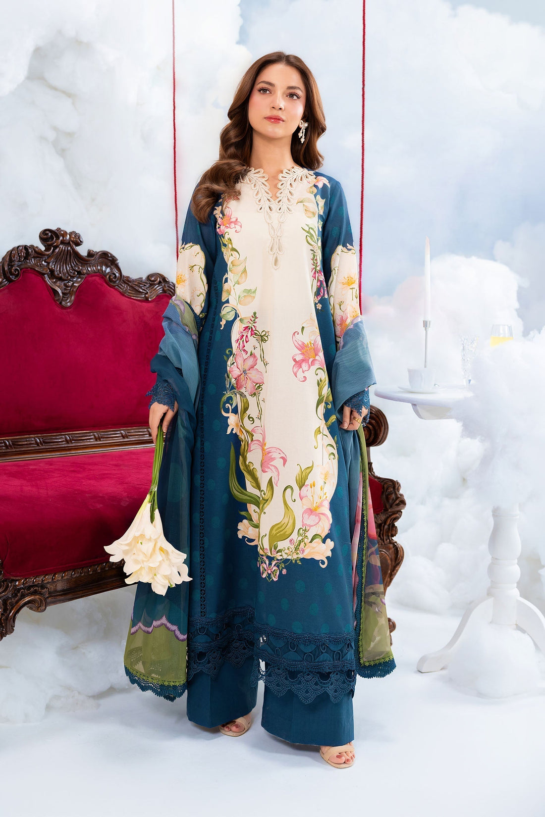 Maria B | M Basics Dreamscape Eid Lawn | MB-CUSV14-05B - by Libasekhas UK - Registered Vendor of : Maria B - 100% Original Designer Dress