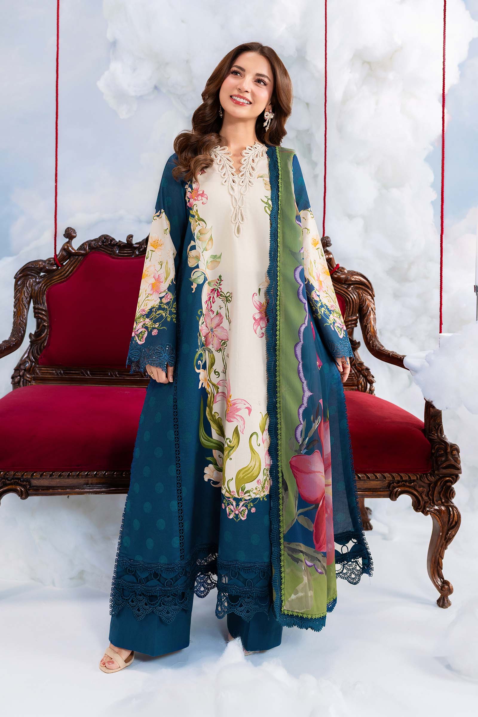 Maria B | M Basics Dreamscape Eid Lawn | MB-CUSV14-05B - by Libasekhas UK - Registered Vendor of : Maria B - 100% Original Designer Dress