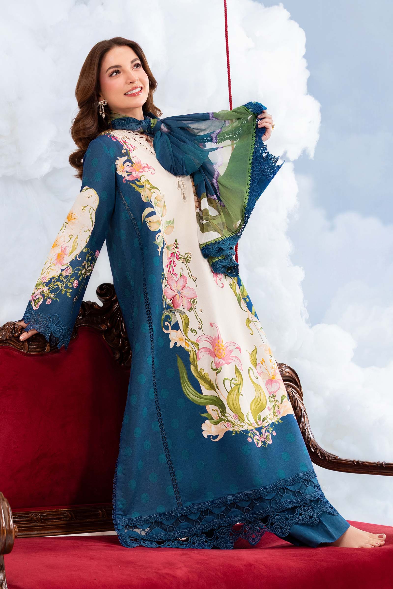 Maria B | M Basics Dreamscape Eid Lawn | MB-CUSV14-05B - by Libasekhas UK - Registered Vendor of : Maria B - 100% Original Designer Dress