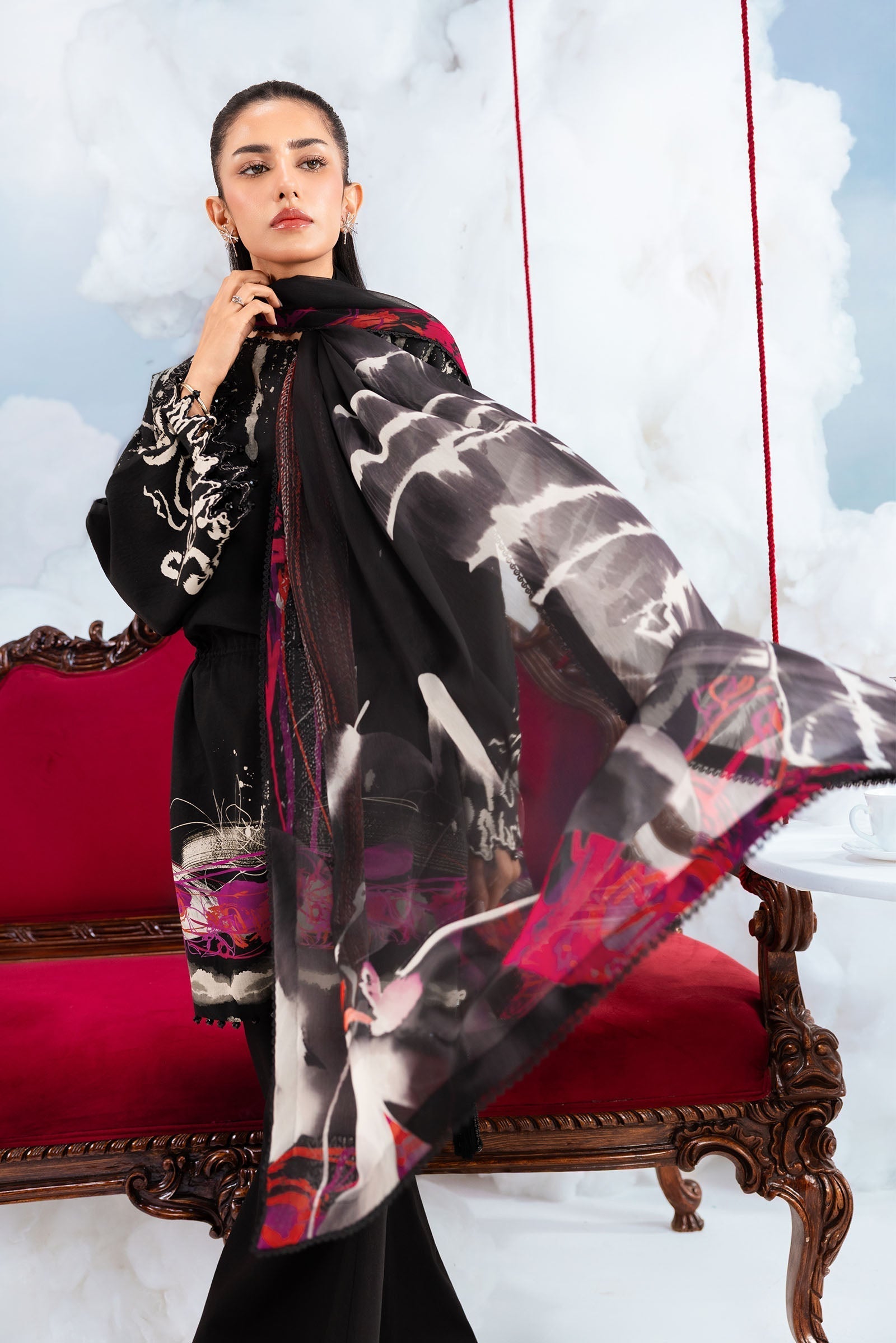Maria B | M Basics Dreamscape Eid Lawn | MB-CUSV14-06A - by Libasekhas UK - Registered Vendor of : Maria B - 100% Original Designer Dress