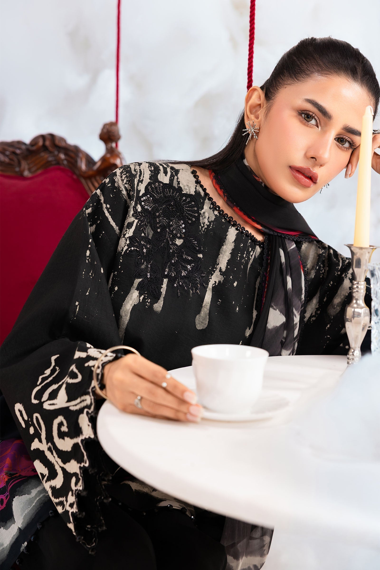 Maria B | M Basics Dreamscape Eid Lawn | MB-CUSV14-06A - by Libasekhas UK - Registered Vendor of : Maria B - 100% Original Designer Dress