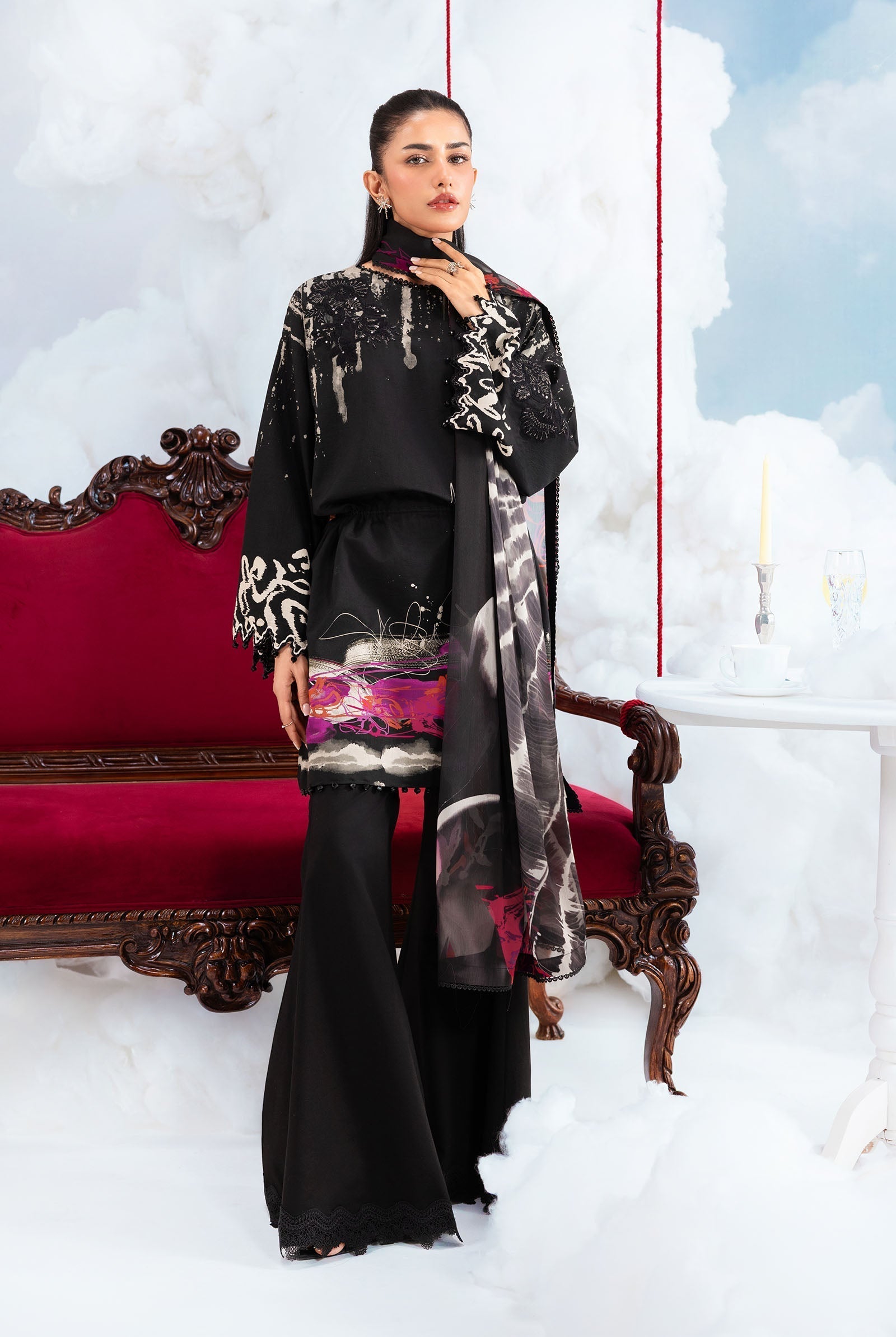Maria B | M Basics Dreamscape Eid Lawn | MB-CUSV14-06A - by Libasekhas UK - Registered Vendor of : Maria B - 100% Original Designer Dress