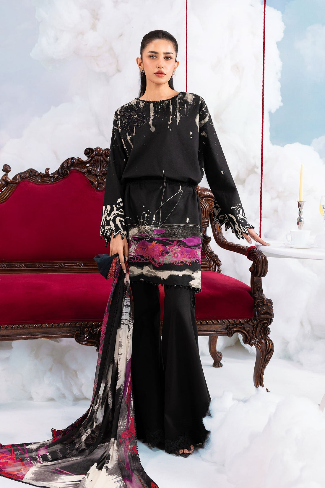 Maria B | M Basics Dreamscape Eid Lawn | MB-CUSV14-06A - by Libasekhas UK - Registered Vendor of : Maria B - 100% Original Designer Dress