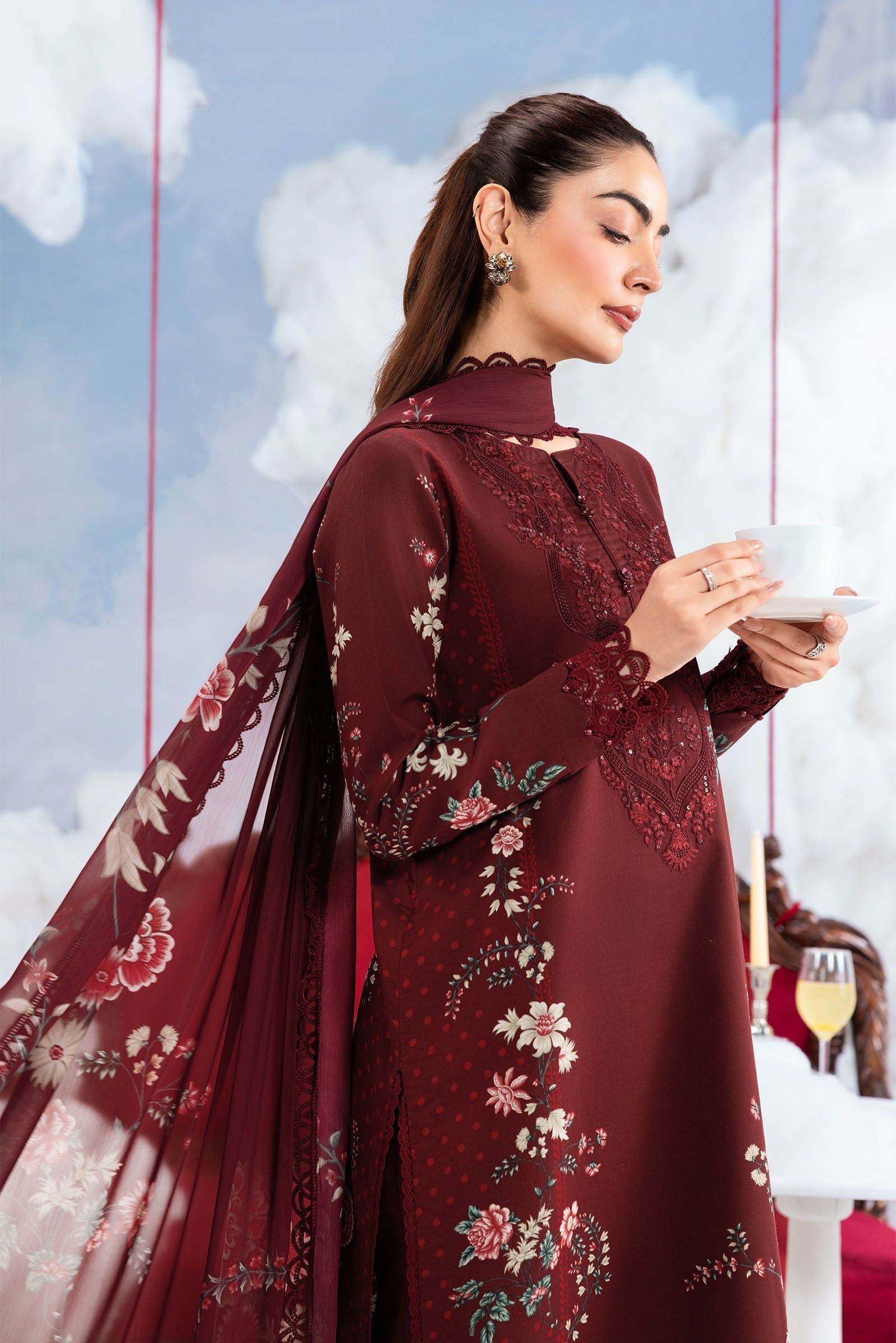 Maria B | M Basics Dreamscape Eid Lawn | MB-CUSV14-07A - by Libasekhas UK - Registered Vendor of : Maria B - 100% Original Designer Dress
