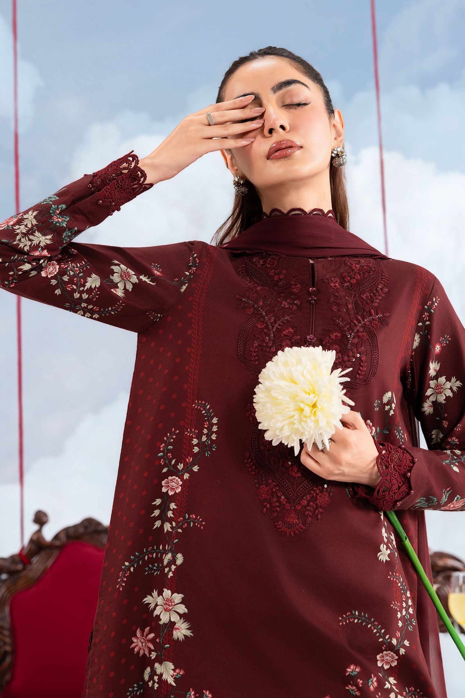 Maria B | M Basics Dreamscape Eid Lawn | MB-CUSV14-07A - by Libasekhas UK - Registered Vendor of : Maria B - 100% Original Designer Dress