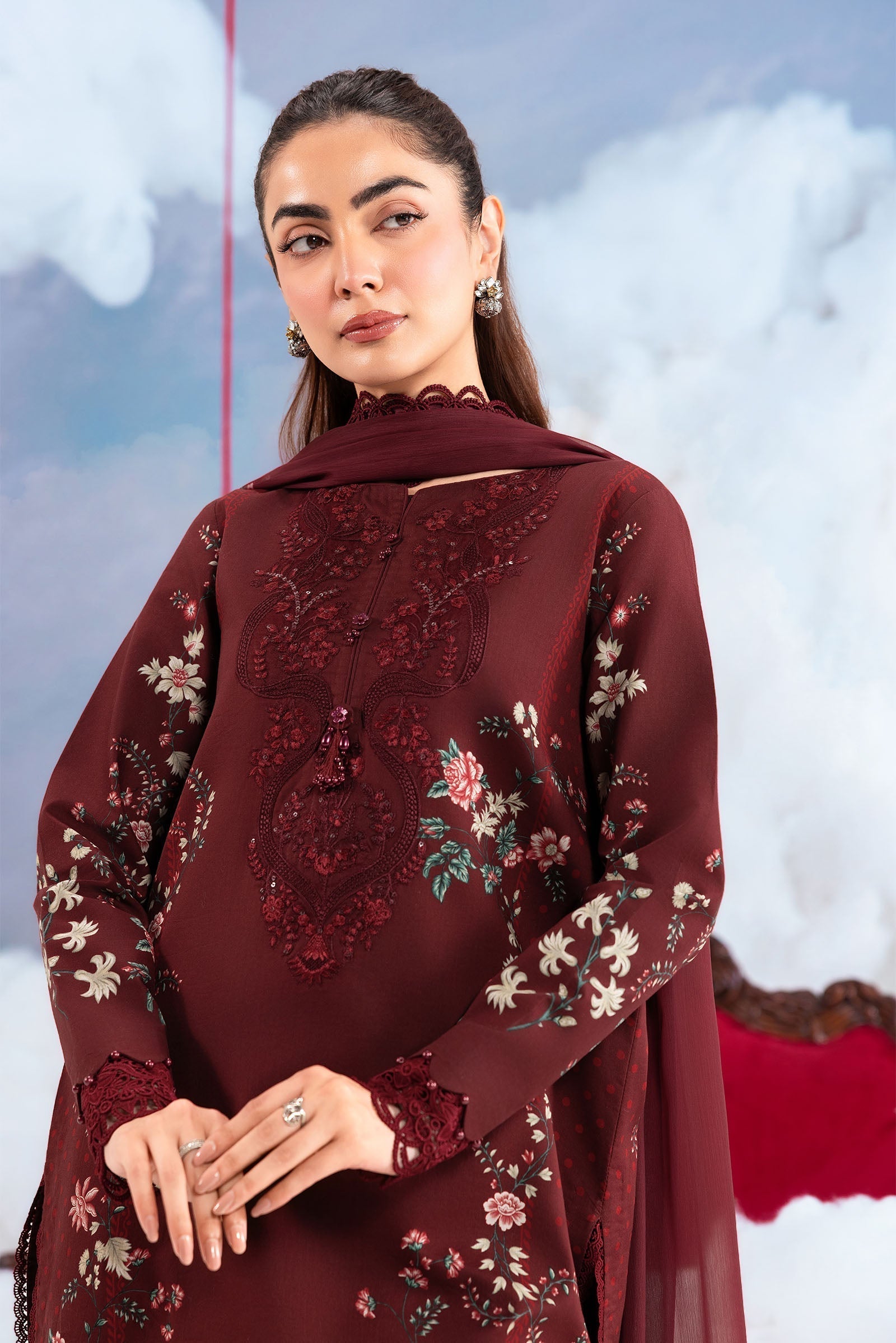 Maria B | M Basics Dreamscape Eid Lawn | MB-CUSV14-07A - by Libasekhas UK - Registered Vendor of : Maria B - 100% Original Designer Dress