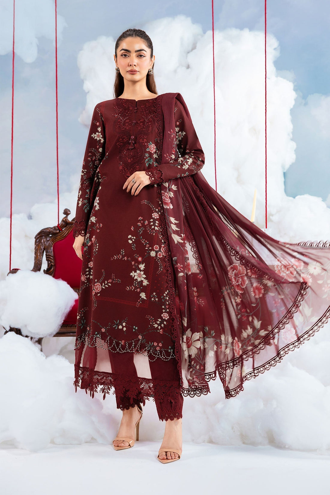 Maria B | M Basics Dreamscape Eid Lawn | MB-CUSV14-07A - by Libasekhas UK - Registered Vendor of : Maria B - 100% Original Designer Dress