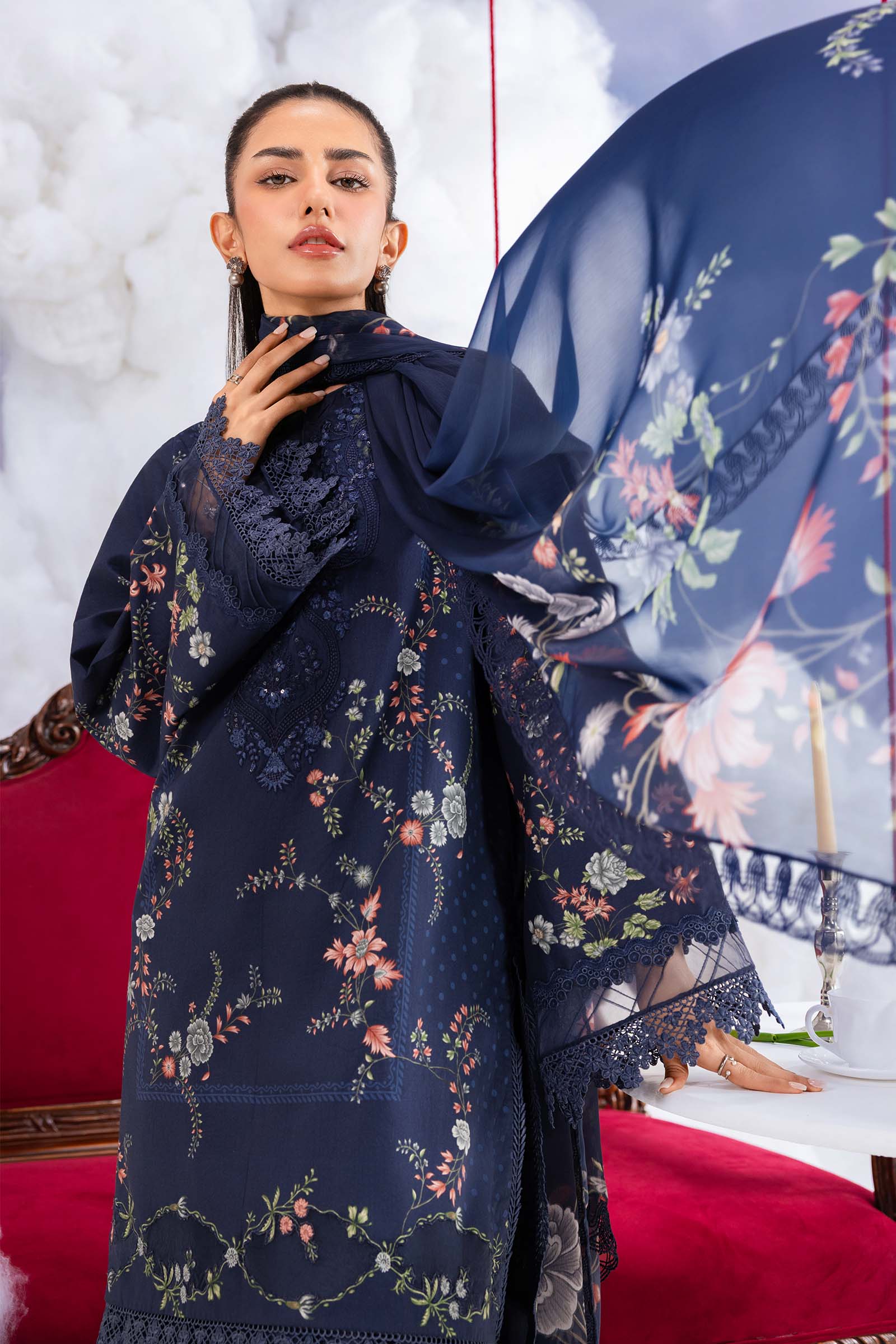 Maria B | M Basics Dreamscape Eid Lawn | MB-CUSV14-07B - by Libasekhas UK - Registered Vendor of : Maria B - 100% Original Designer Dress