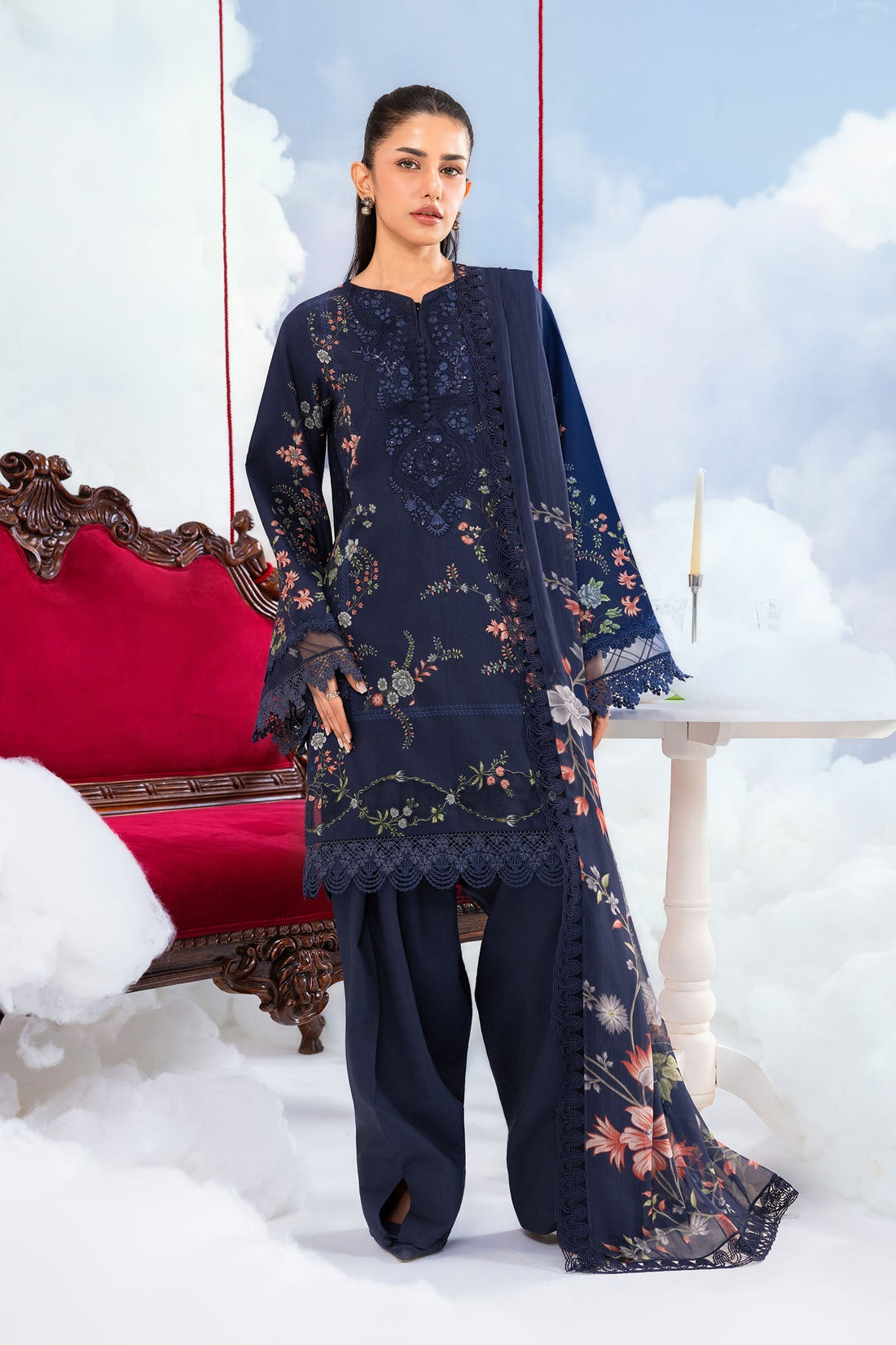 Maria B | M Basics Dreamscape Eid Lawn | MB-CUSV14-07B - by Libasekhas UK - Registered Vendor of : Maria B - 100% Original Designer Dress