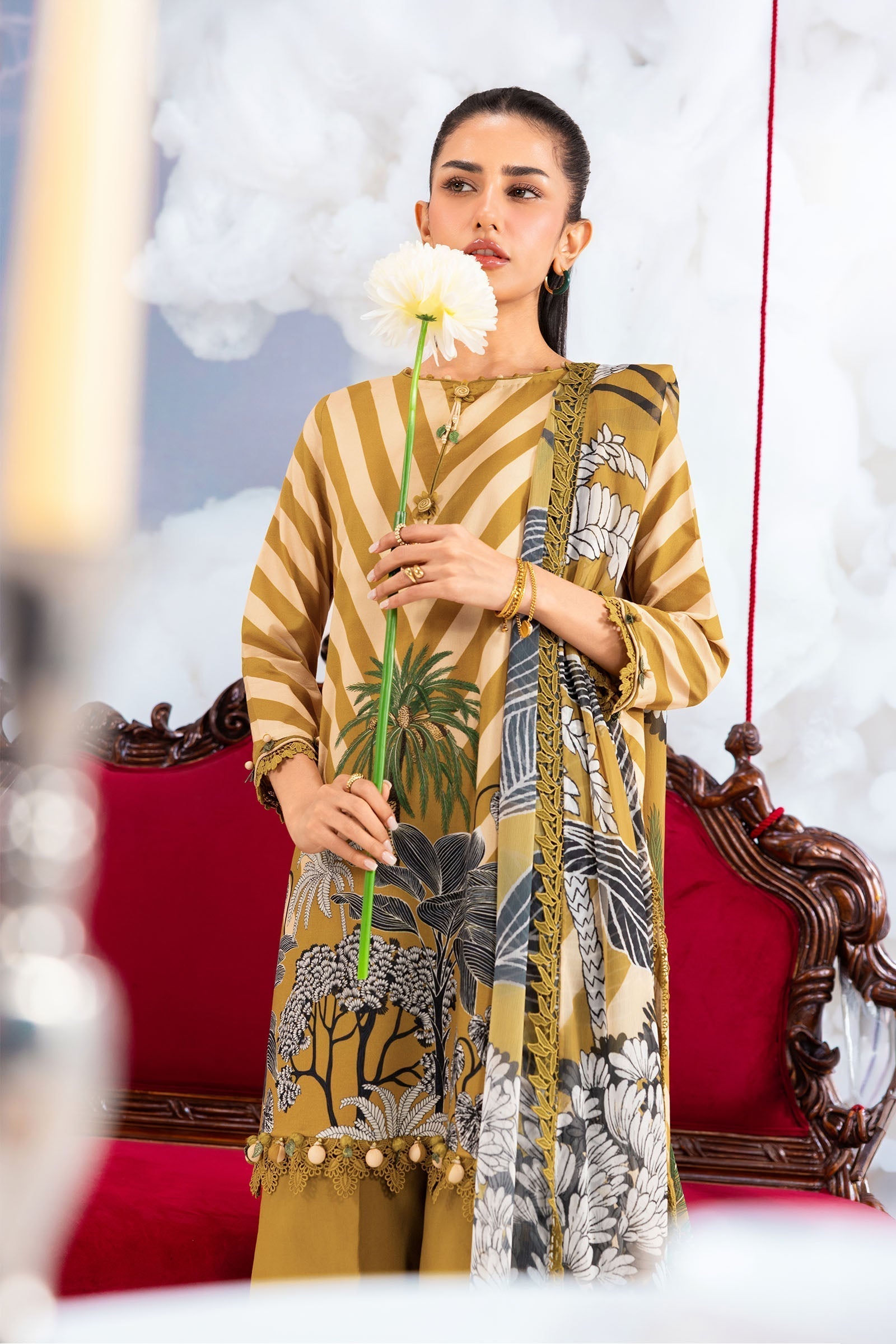 Maria B | M Basics Dreamscape Eid Lawn | MB-CUSV14-08A - by Libasekhas UK - Registered Vendor of : Maria B - 100% Original Designer Dress